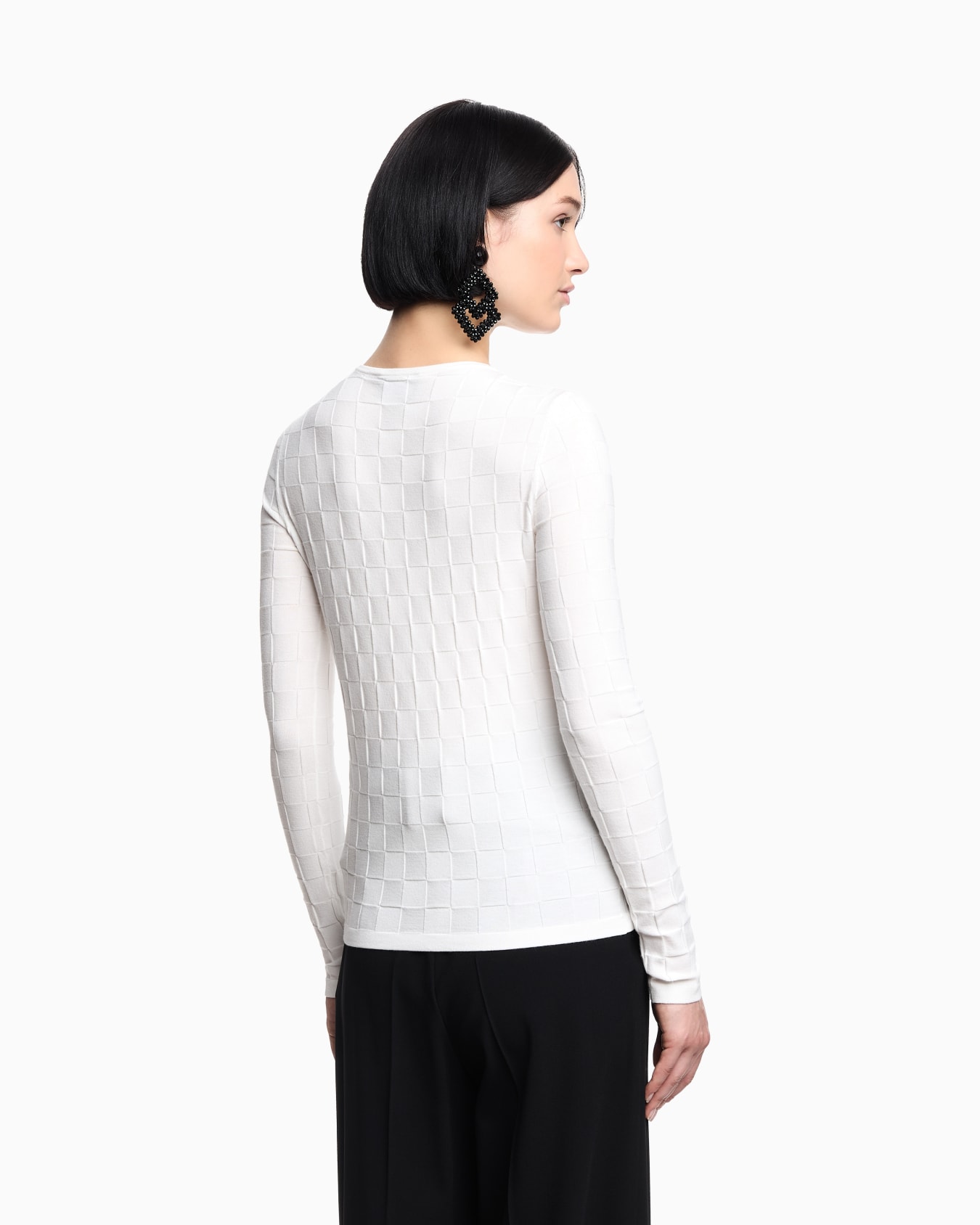 Jersey de viscosa con efecto a cuadros con elaboración en punto derecho y revés Diapositiva 2