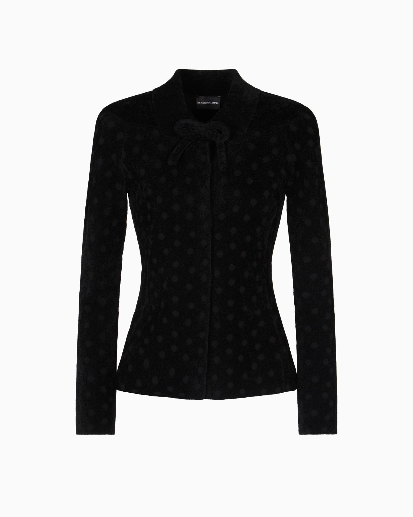 Jacke mit Schleife aus doppellagigem Chenille Punktemuster in Jacquard-Stoff-Verarbeitung Folie 0