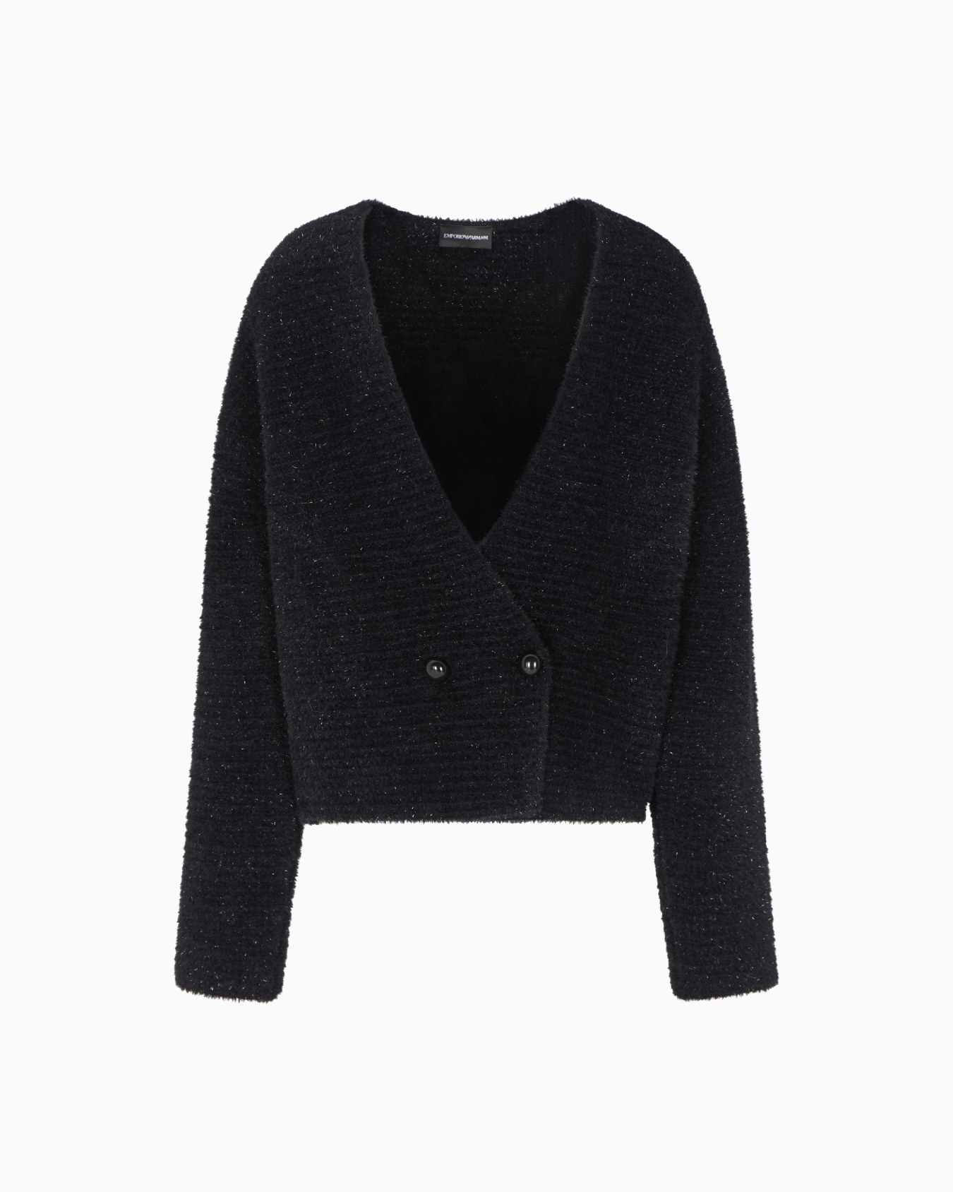 Double-breasted cardigan in a lurex links-stitch knit Slide 0