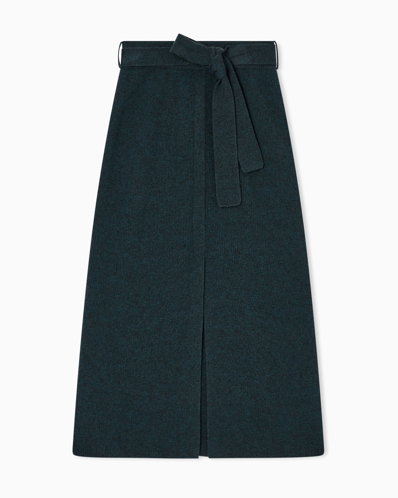 Wool long skirt with slit and belt Slide 0