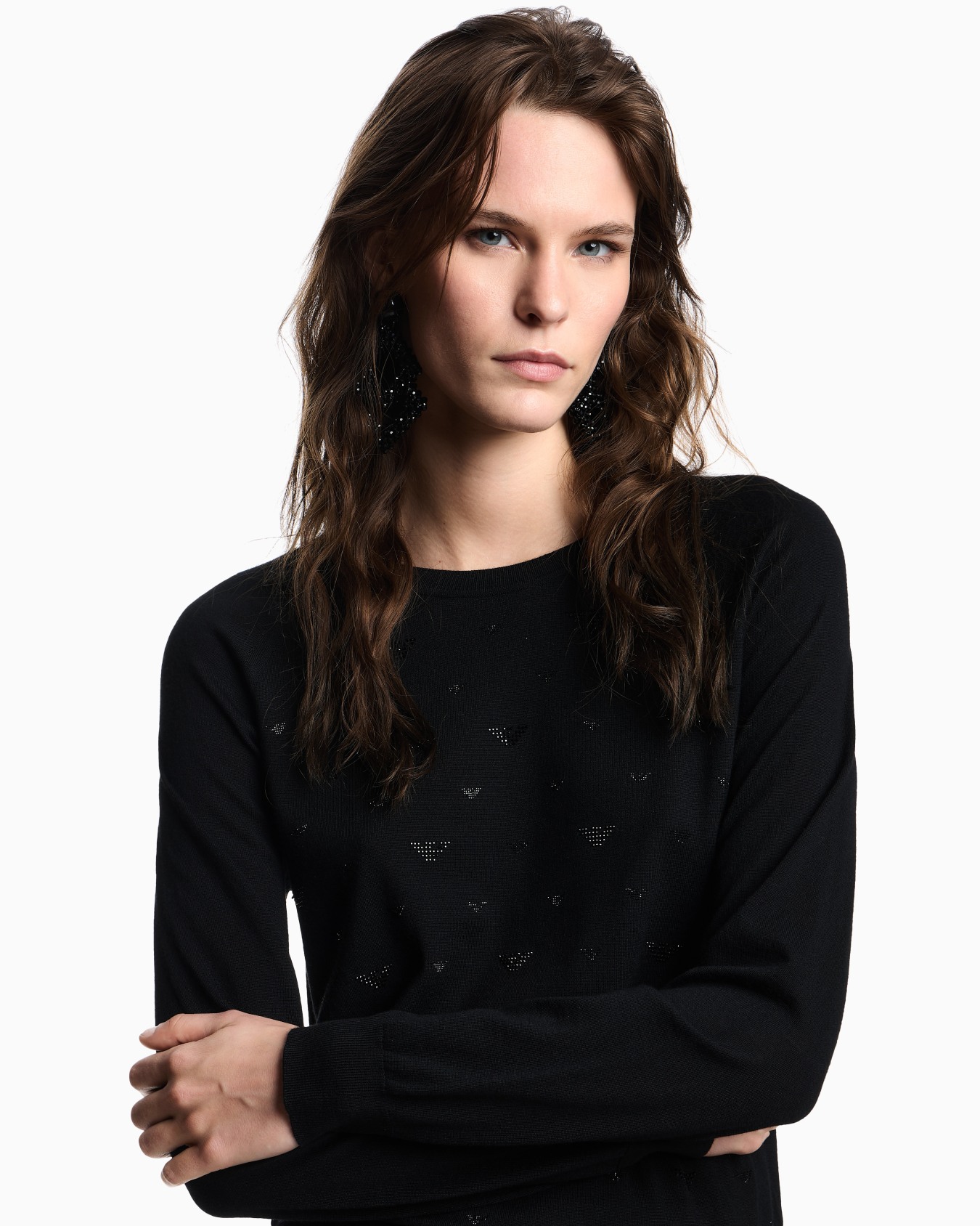 Plain-knit virgin-wool jumper with micro rhinestones Slide 4