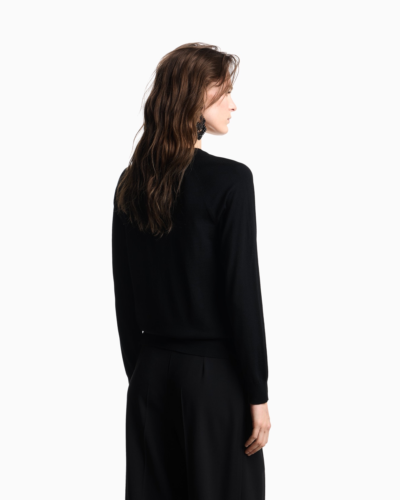 Plain-knit virgin-wool jumper with micro rhinestones Slide 2