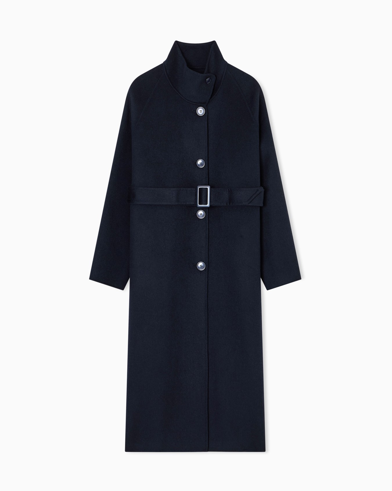 Mock-neck wool-blend coat with matching belt Slide 0
