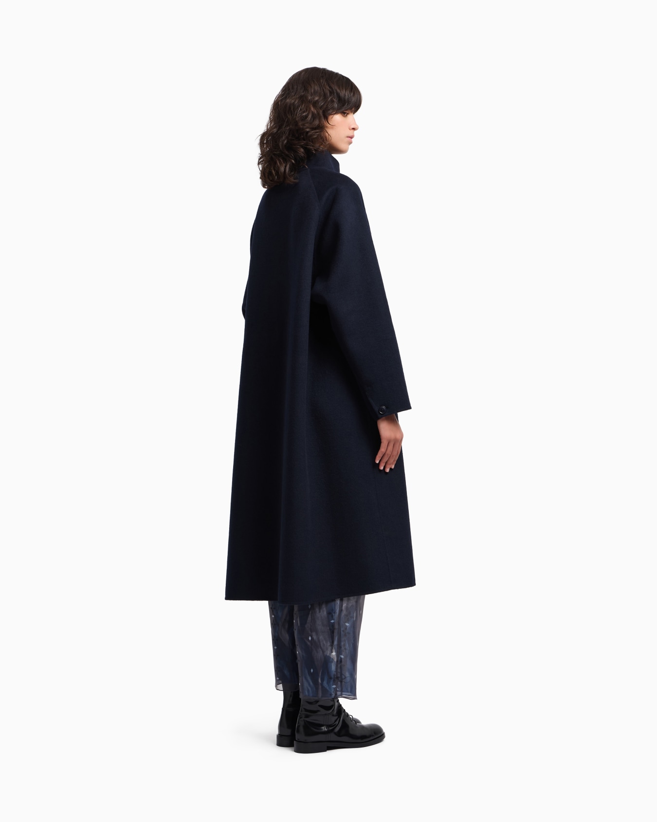 Mock-neck wool-blend coat with matching belt Slide 2