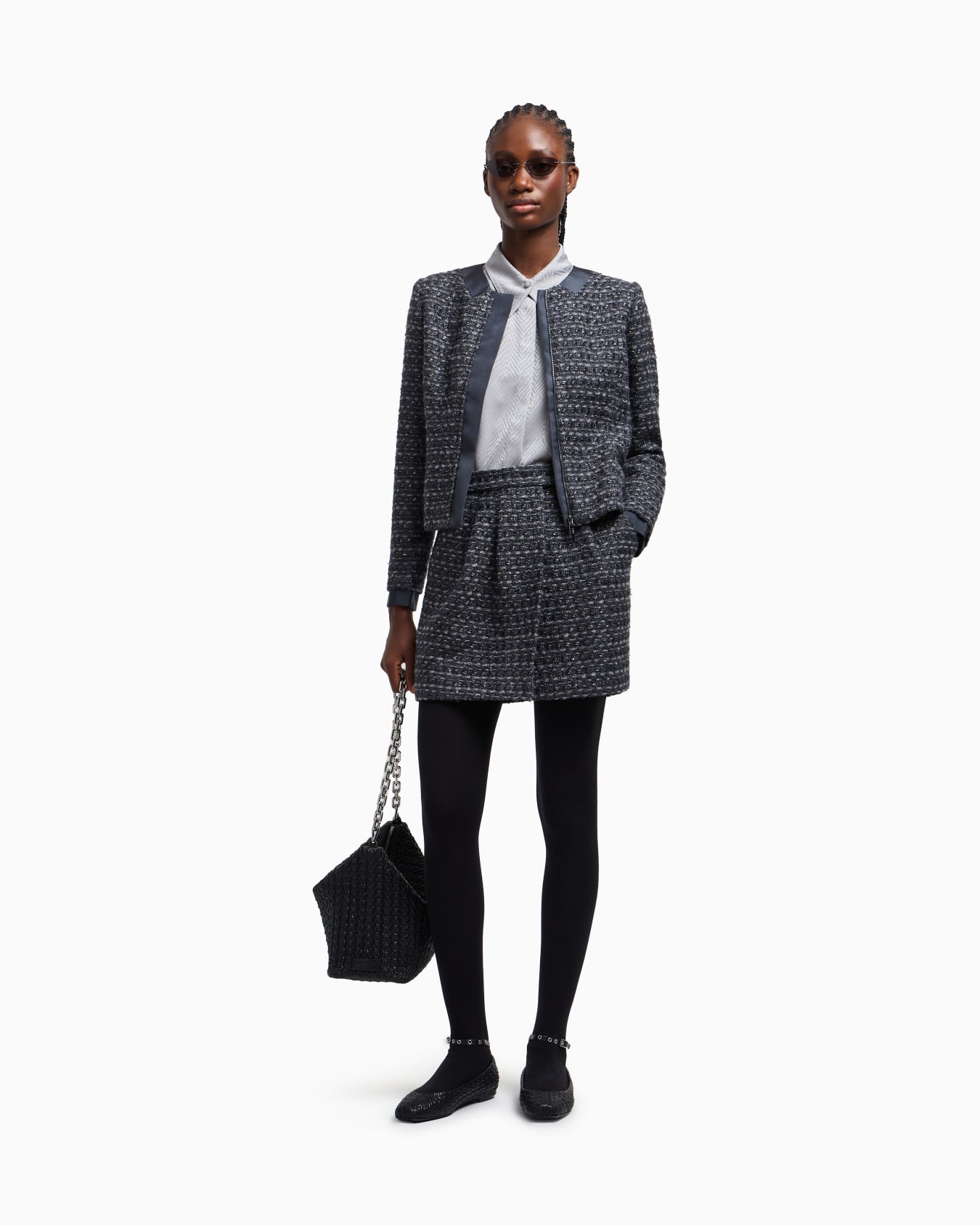 Lurex tweed pleated skirt Slide 1