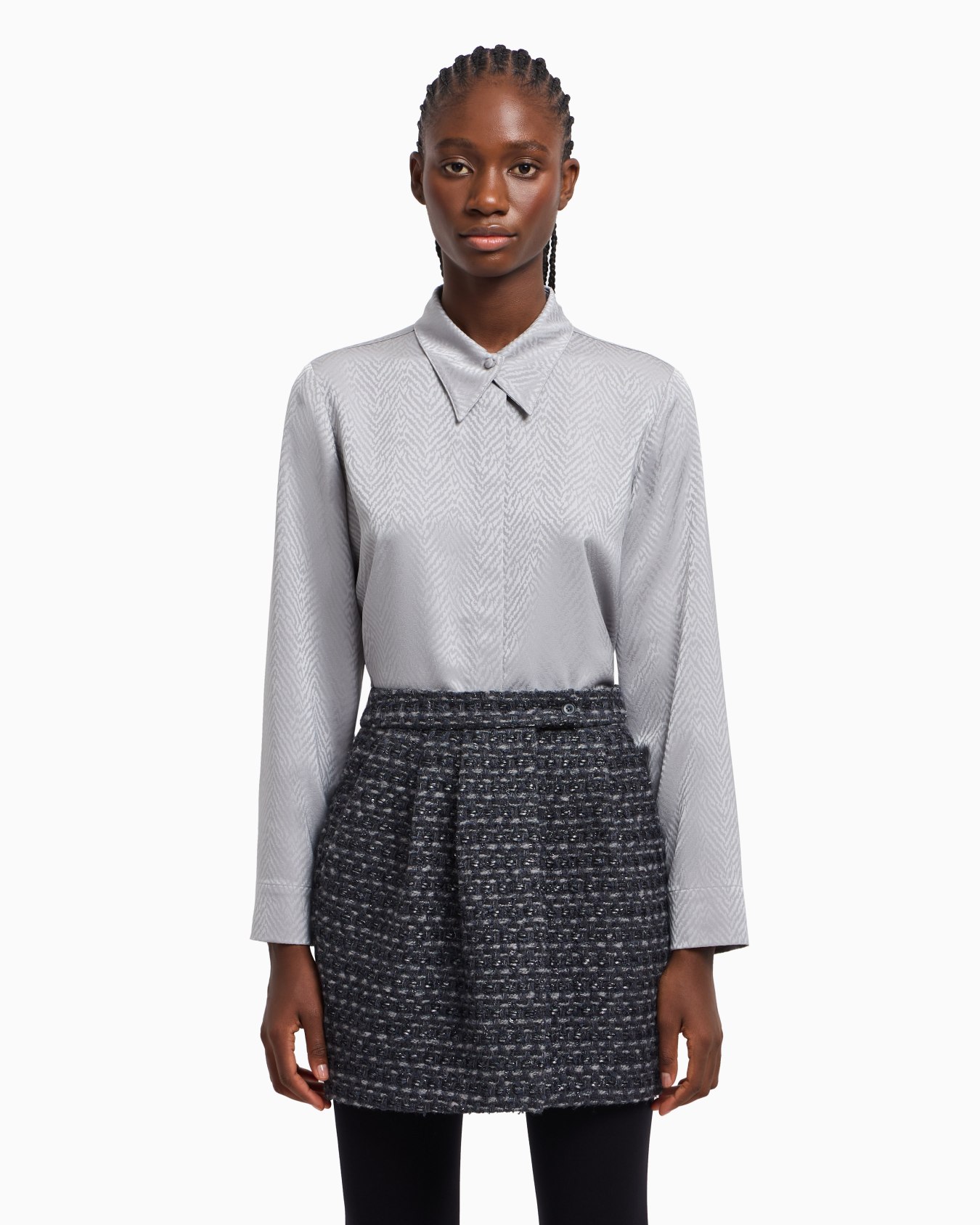 Lurex tweed pleated skirt Slide 3
