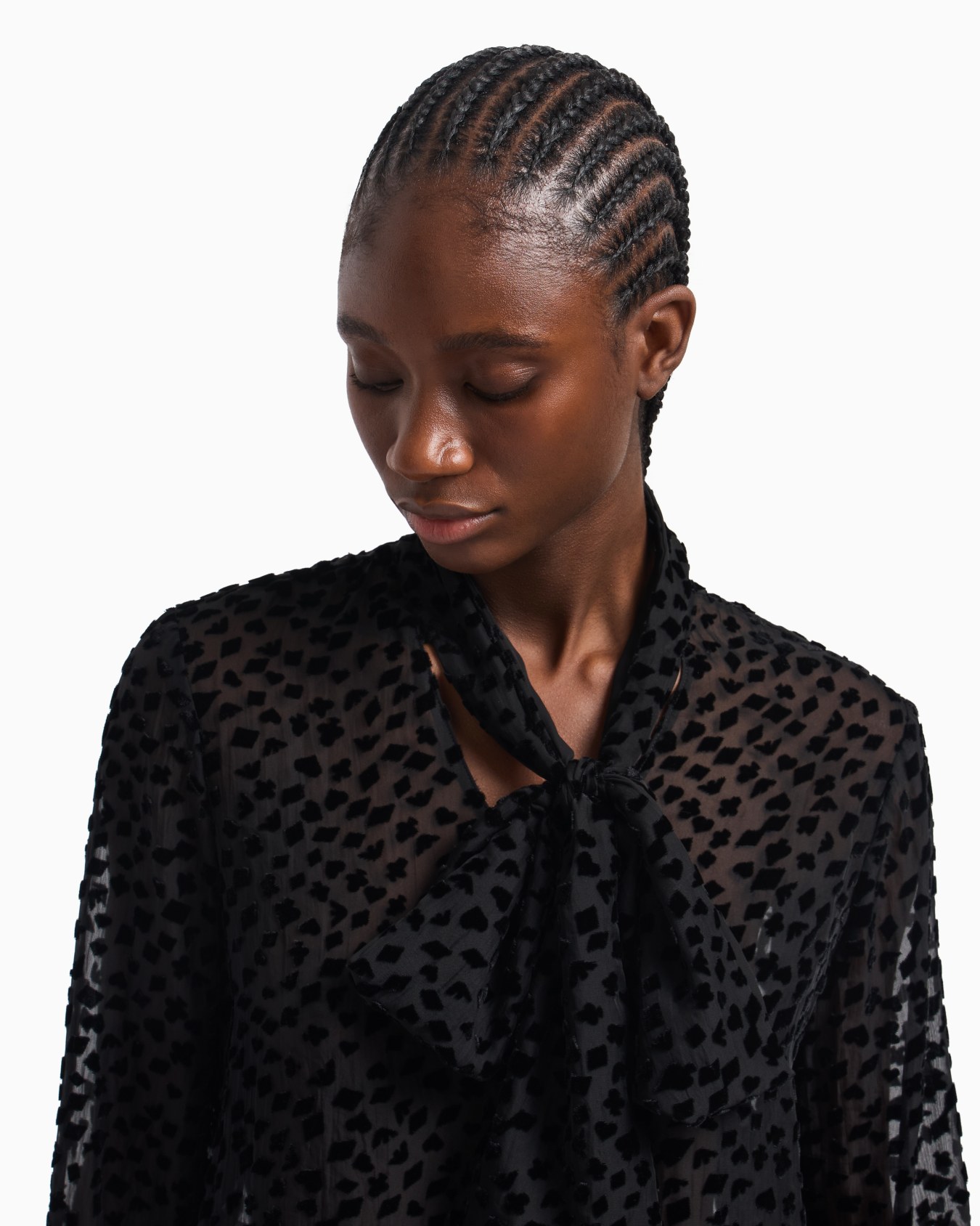 ASV Jeu de Cartes devoré tulle shirt with foulard collar Slide 4