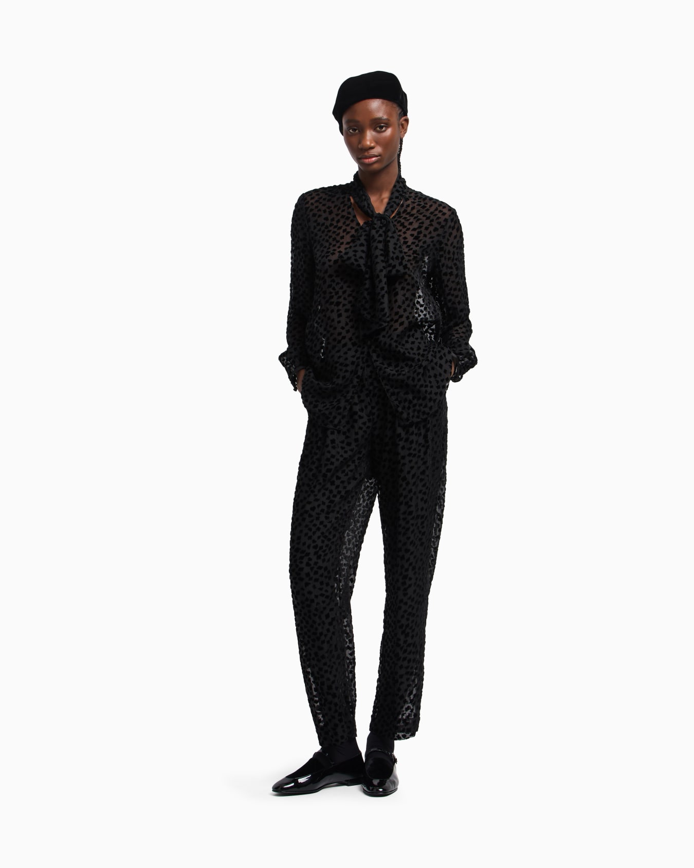 ASV Jeu de Cartes devoré tulle shirt with foulard collar Slide 2