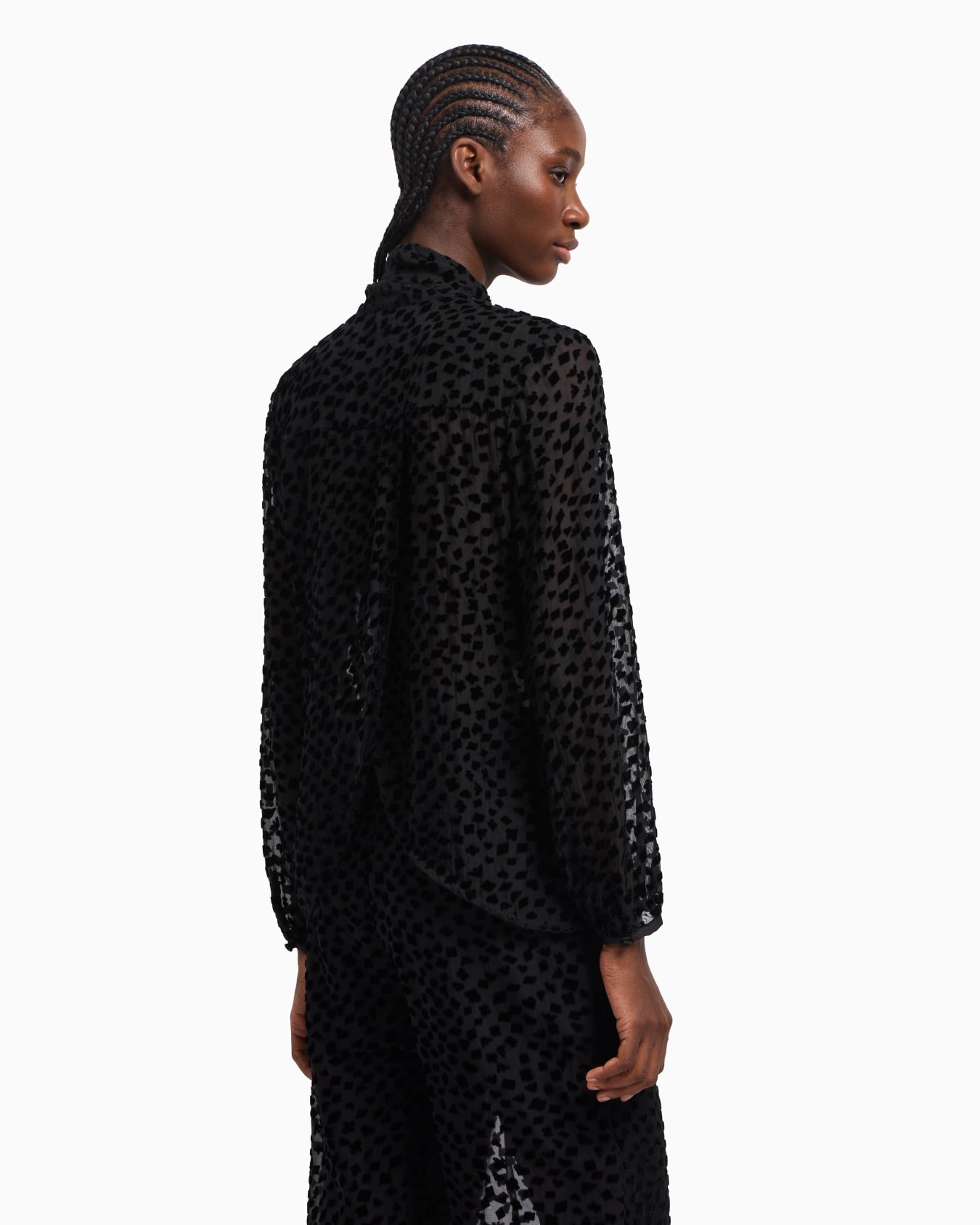 ASV Jeu de Cartes devoré tulle shirt with foulard collar Slide 3