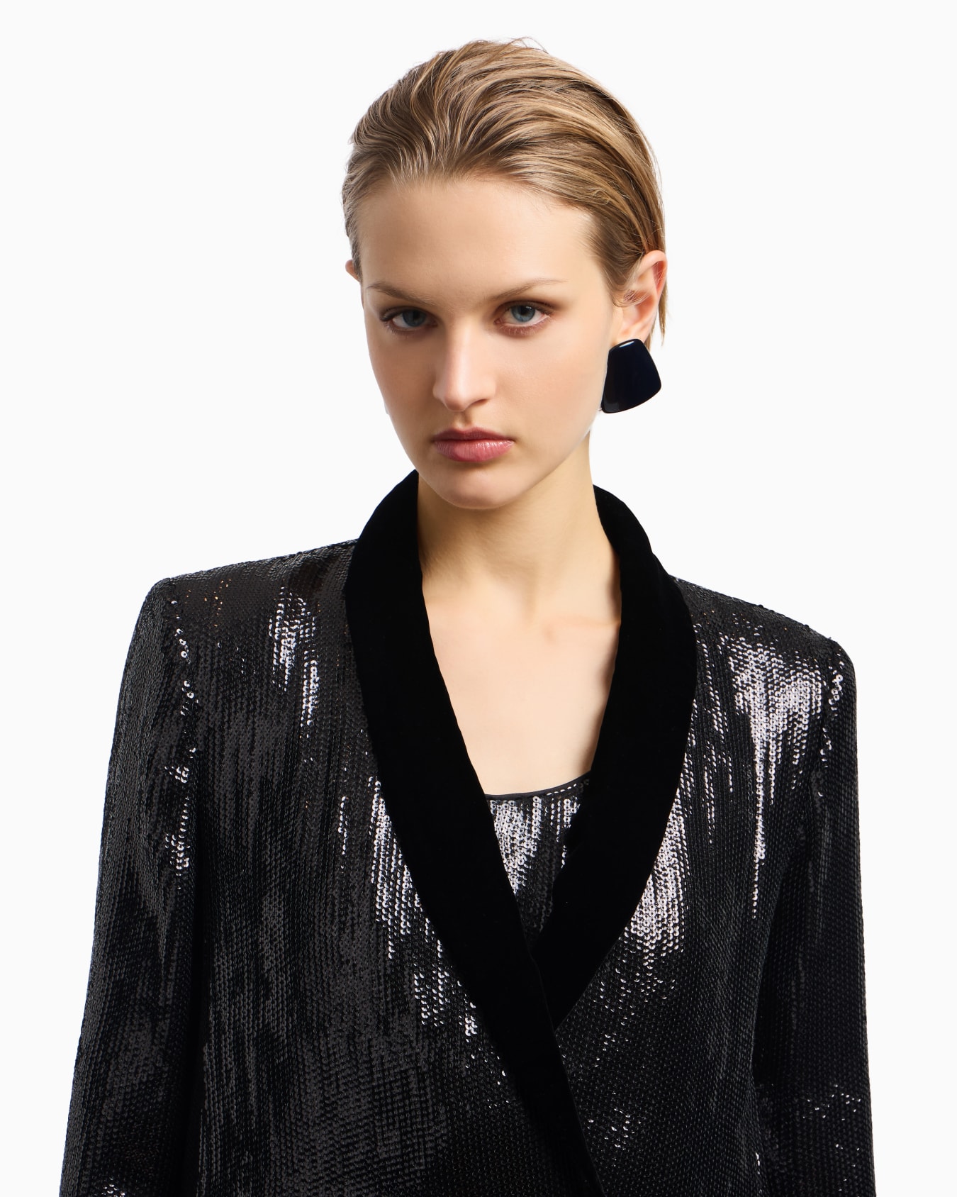 Double-breasted blazer with all-over sequins Slide 5