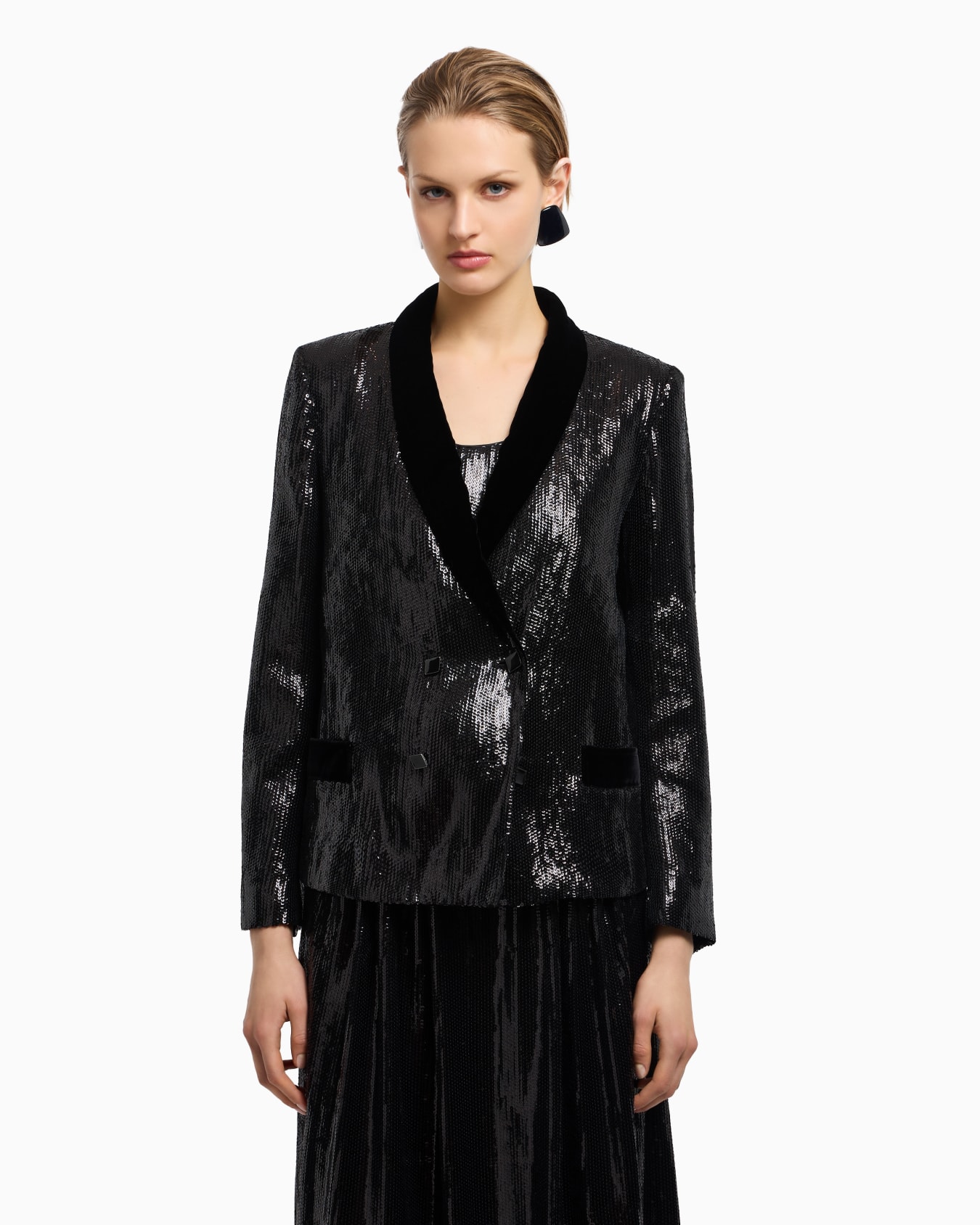 Double-breasted blazer with all-over sequins Slide 4