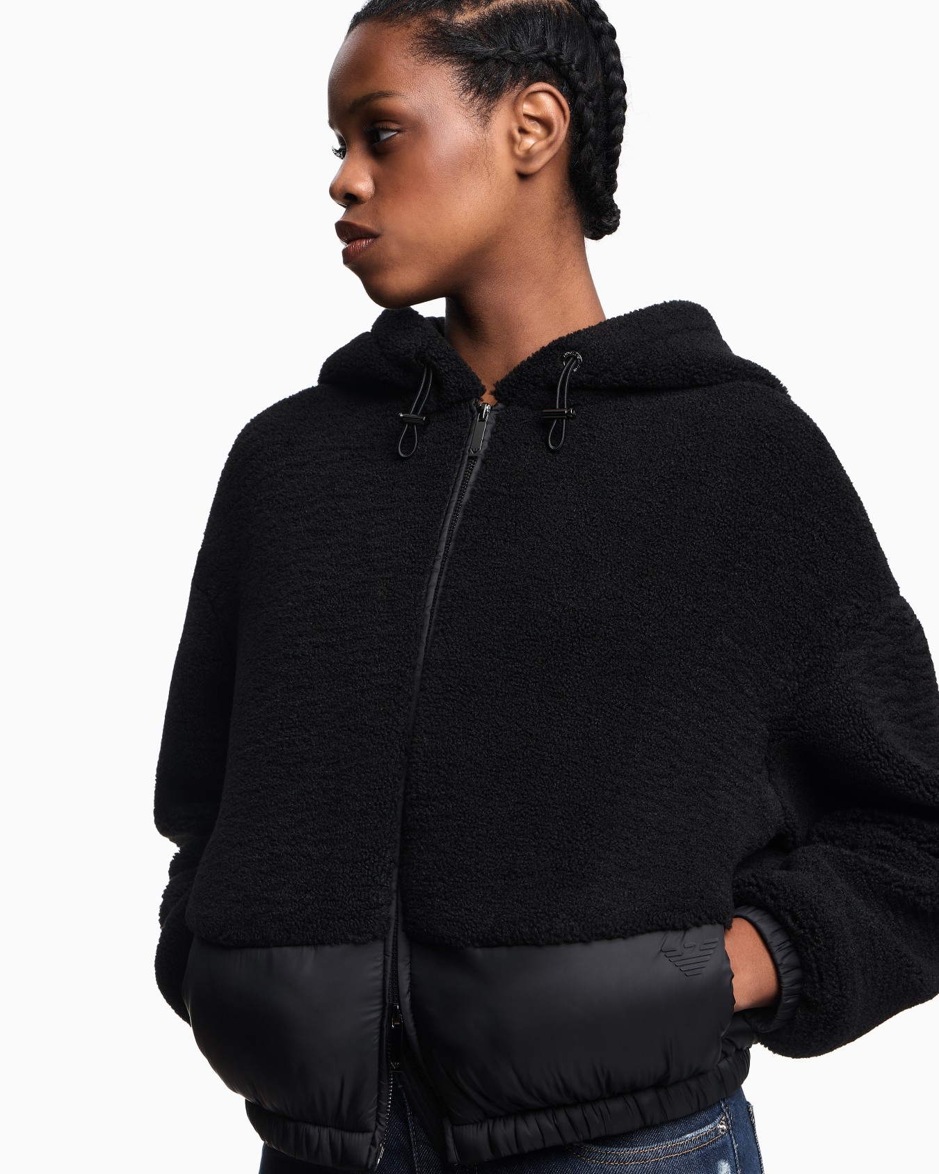 Blouson avec fermeture zippée et capuche en sherpa Diapositive 4