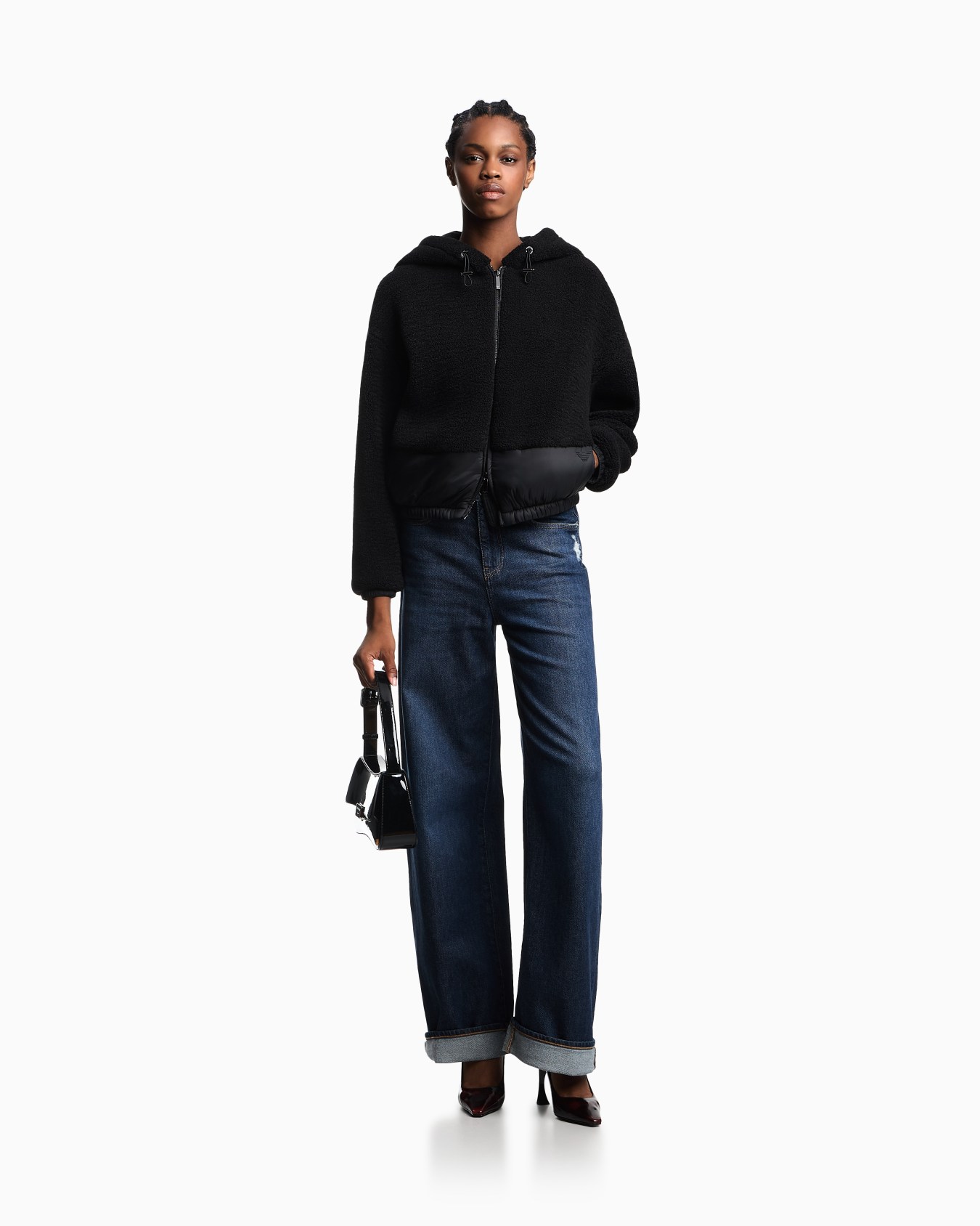 Blouson avec fermeture zippée et capuche en sherpa Diapositive 1
