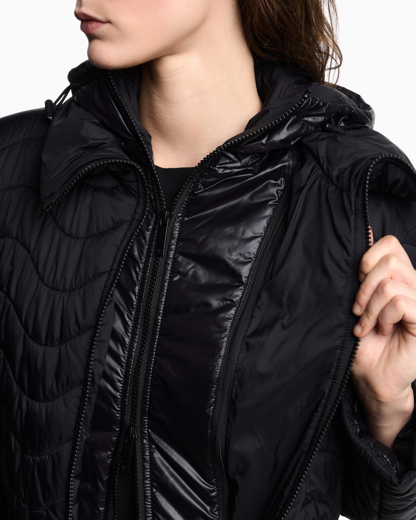 ASV nylon wave-effect quilted jacket with bib front Slide 4