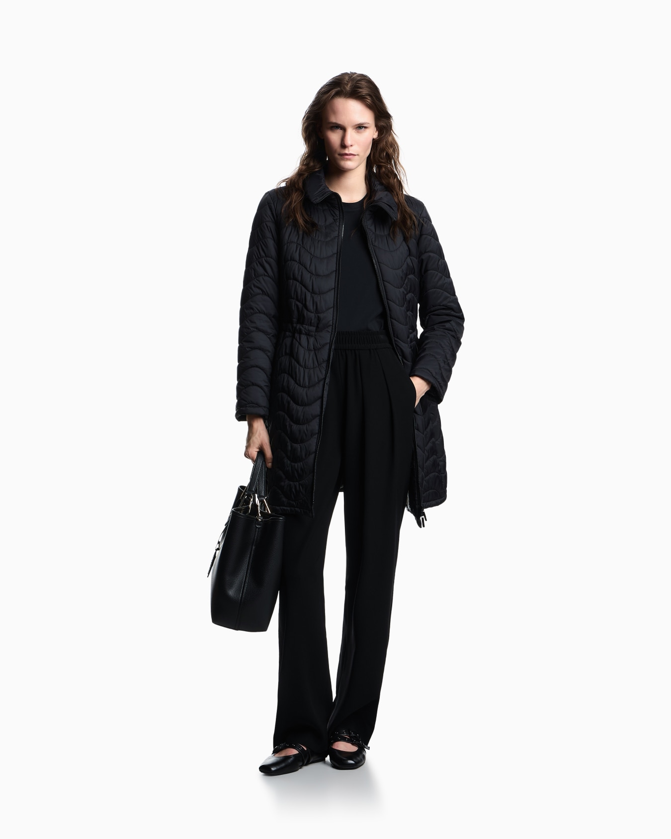 ASV nylon wave-effect quilted jacket with bib front Slide 1