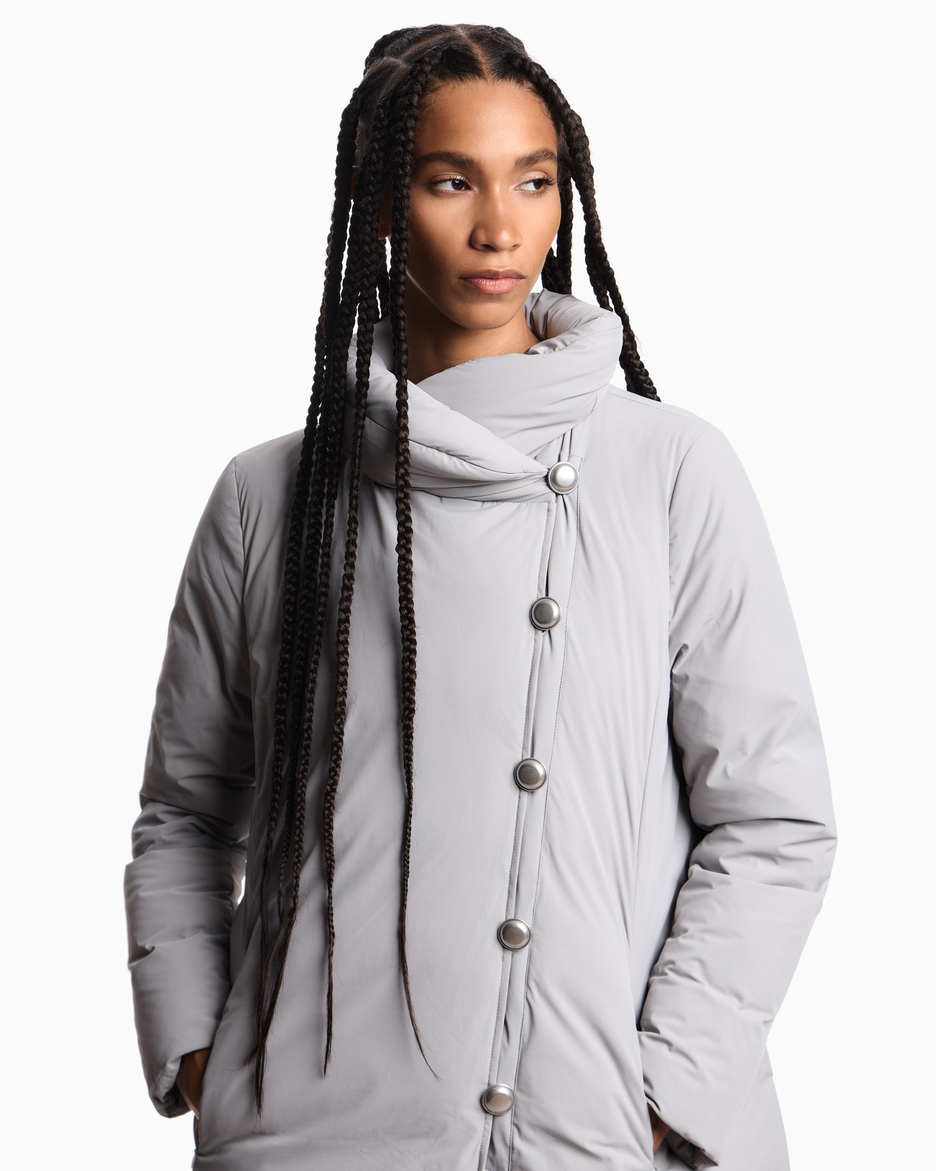 ASV stretch-nylon water-repellent long down jacket Slide 3