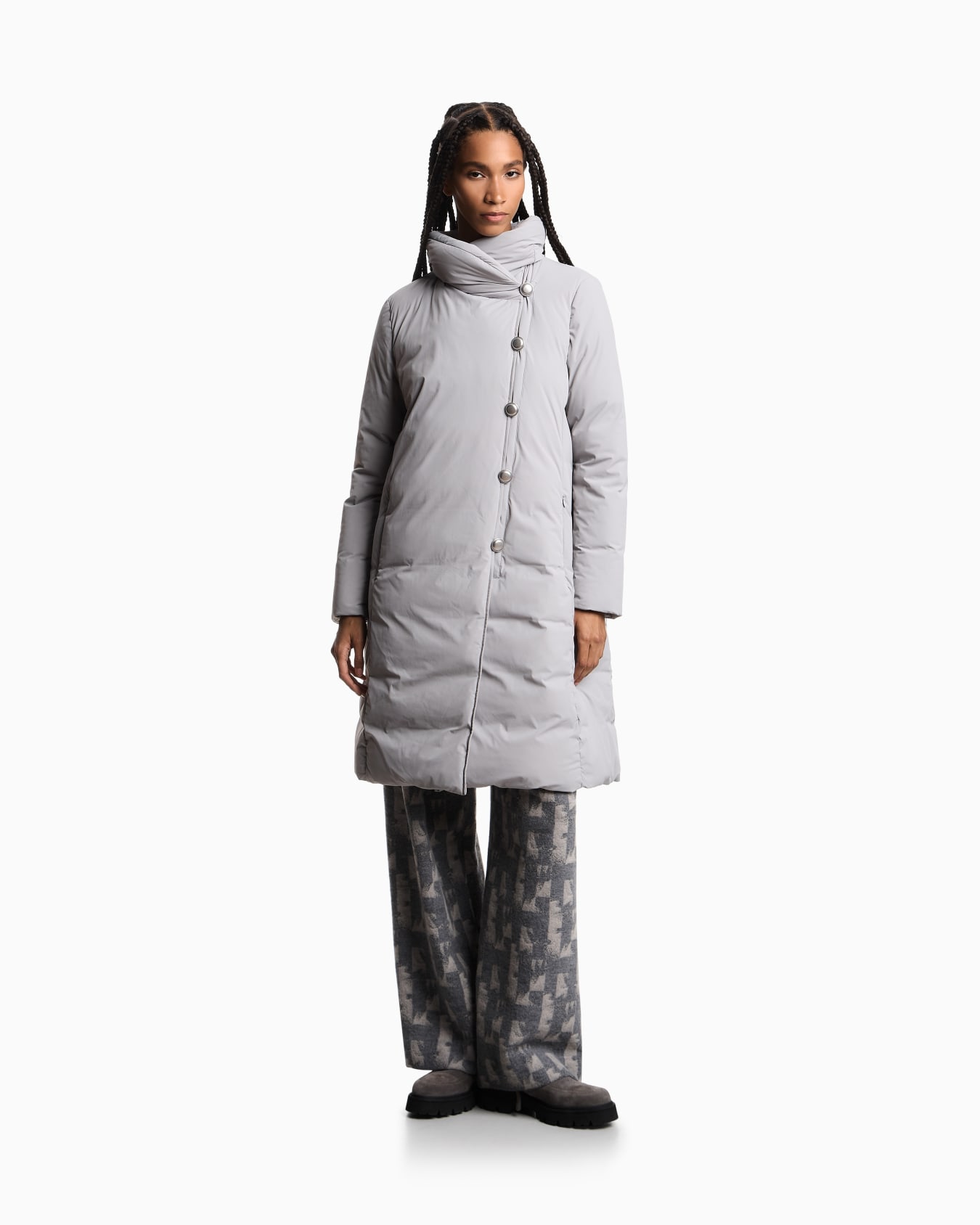 ASV stretch-nylon water-repellent long down jacket Slide 1
