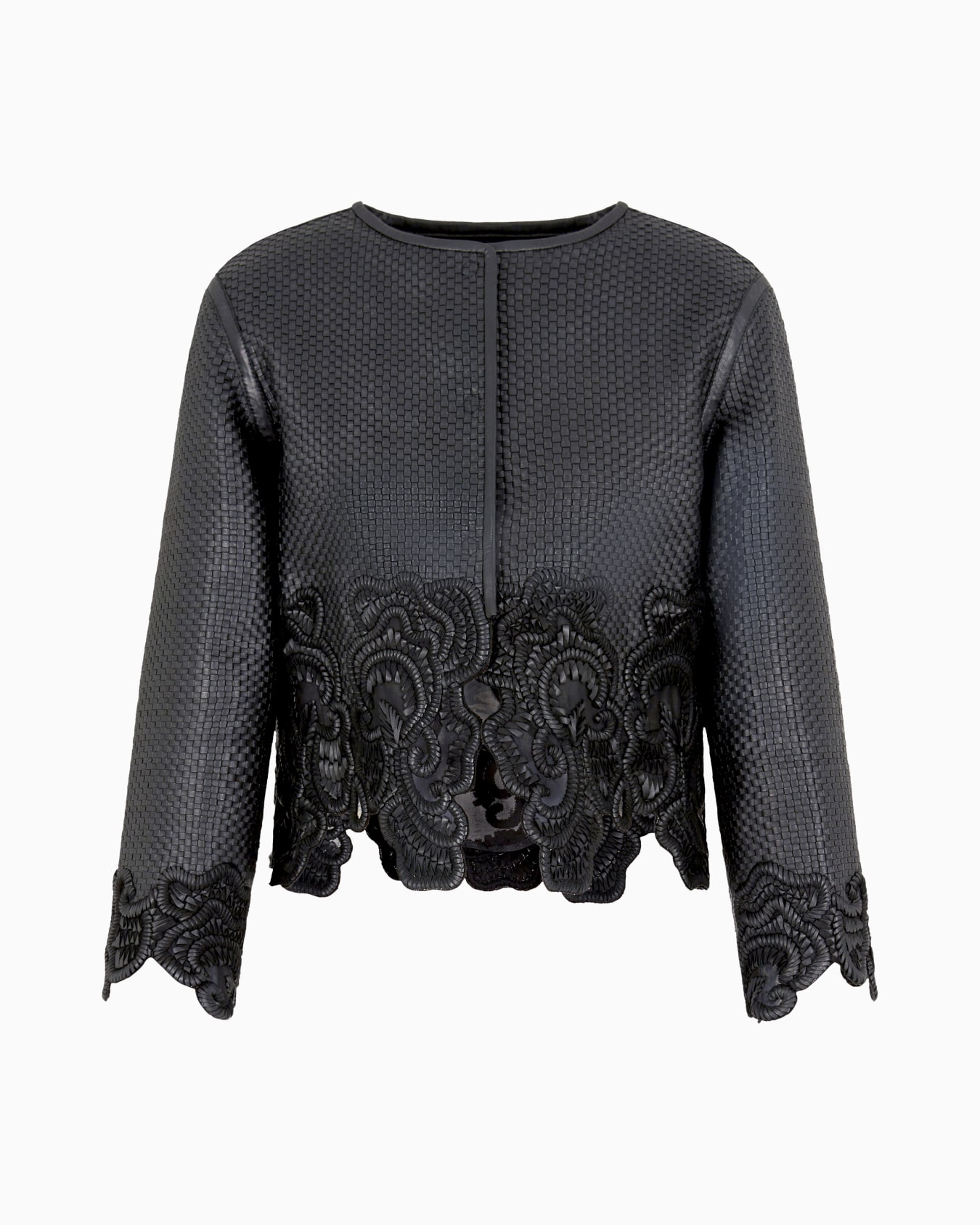 Braided glove-quality, lambskin nappa leather jacket with embroidery Slide 0