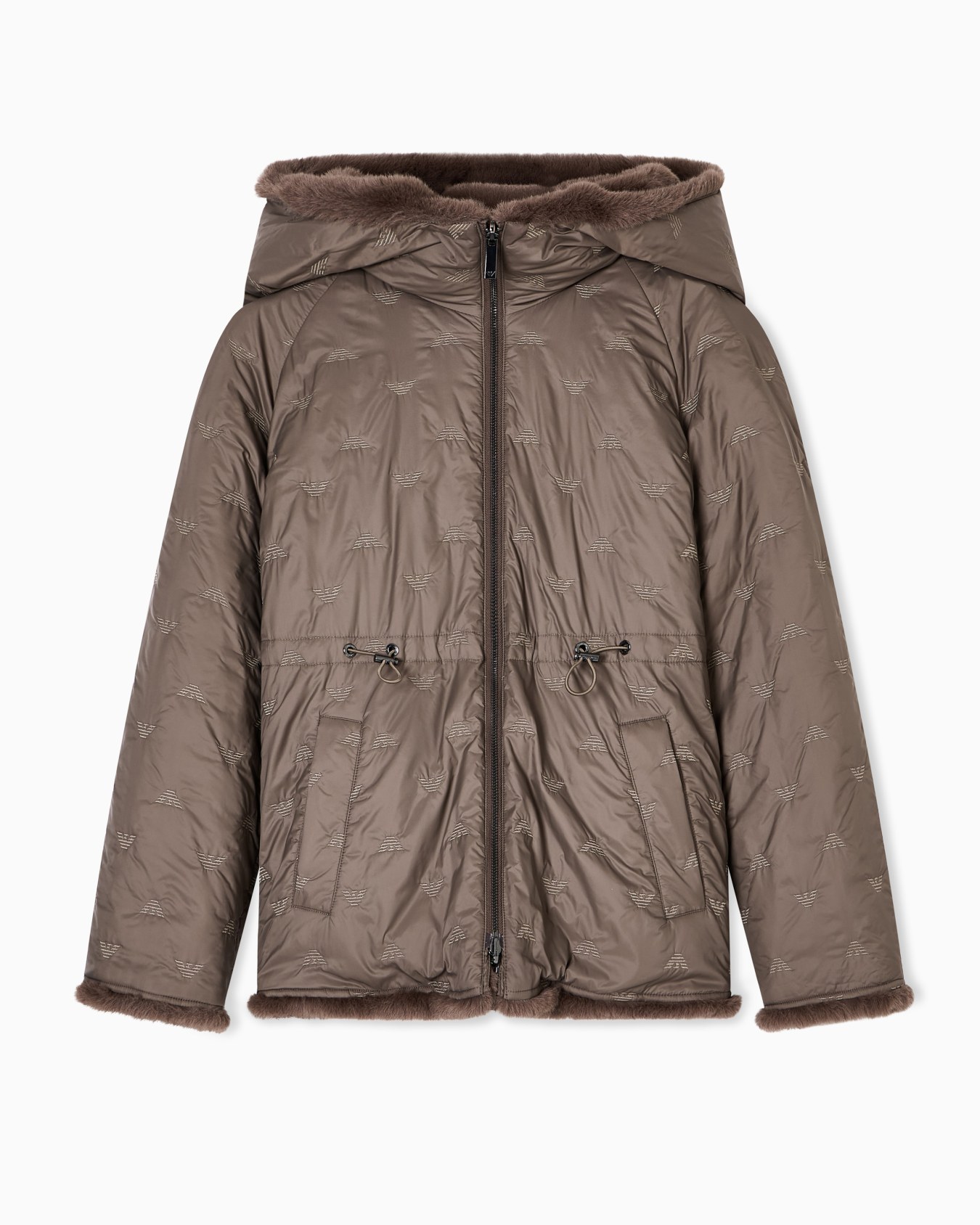 Faux-fur reversible blouson with hood and drawstring Slide 4