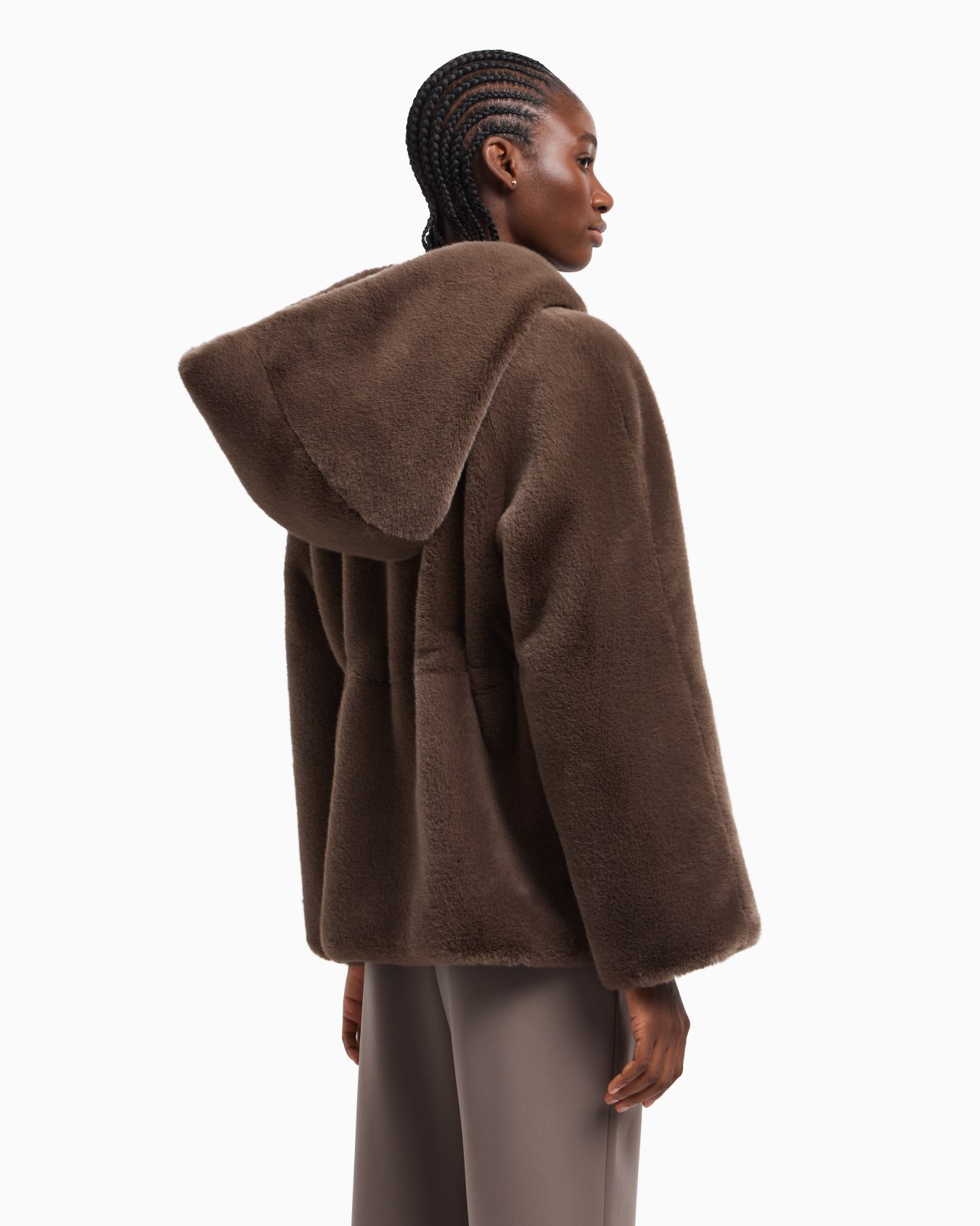 Faux-fur reversible blouson with hood and drawstring Slide 2