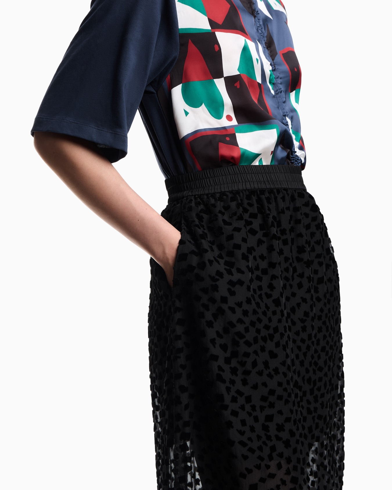 ASV Jeu de Cartes long skirt in devoré tulle Slide 4