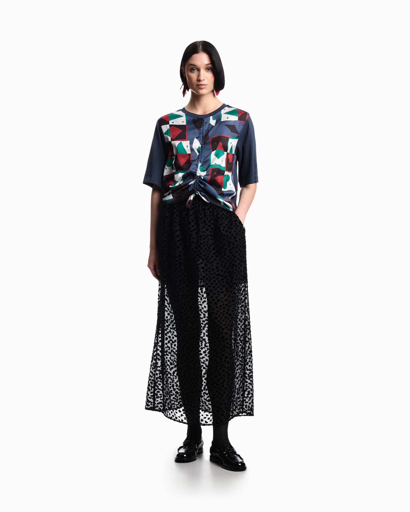 ASV Jeu de Cartes long skirt in devoré tulle Slide 1