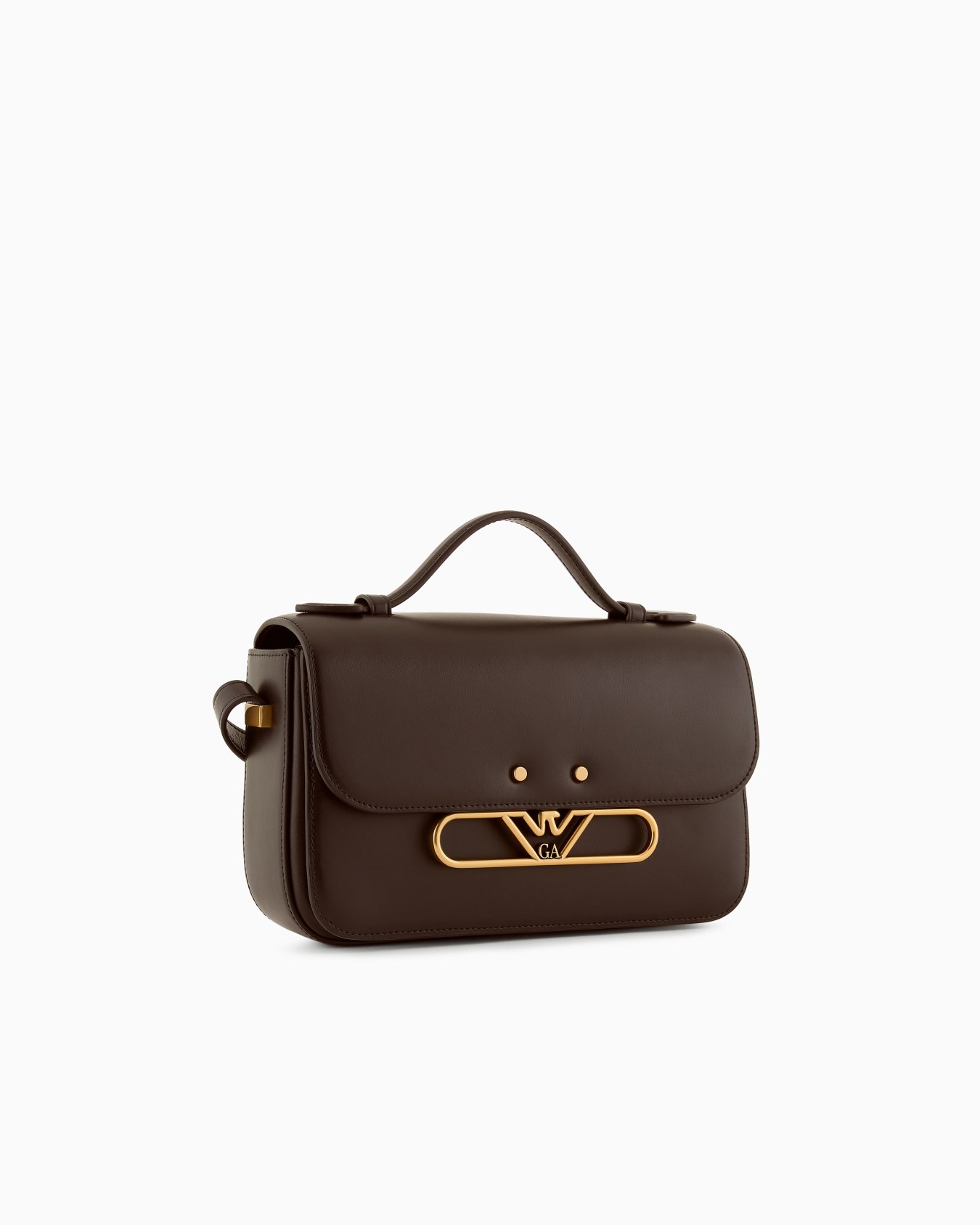 Smooth leather shoulder bag with metal eagle logo Slide 1
