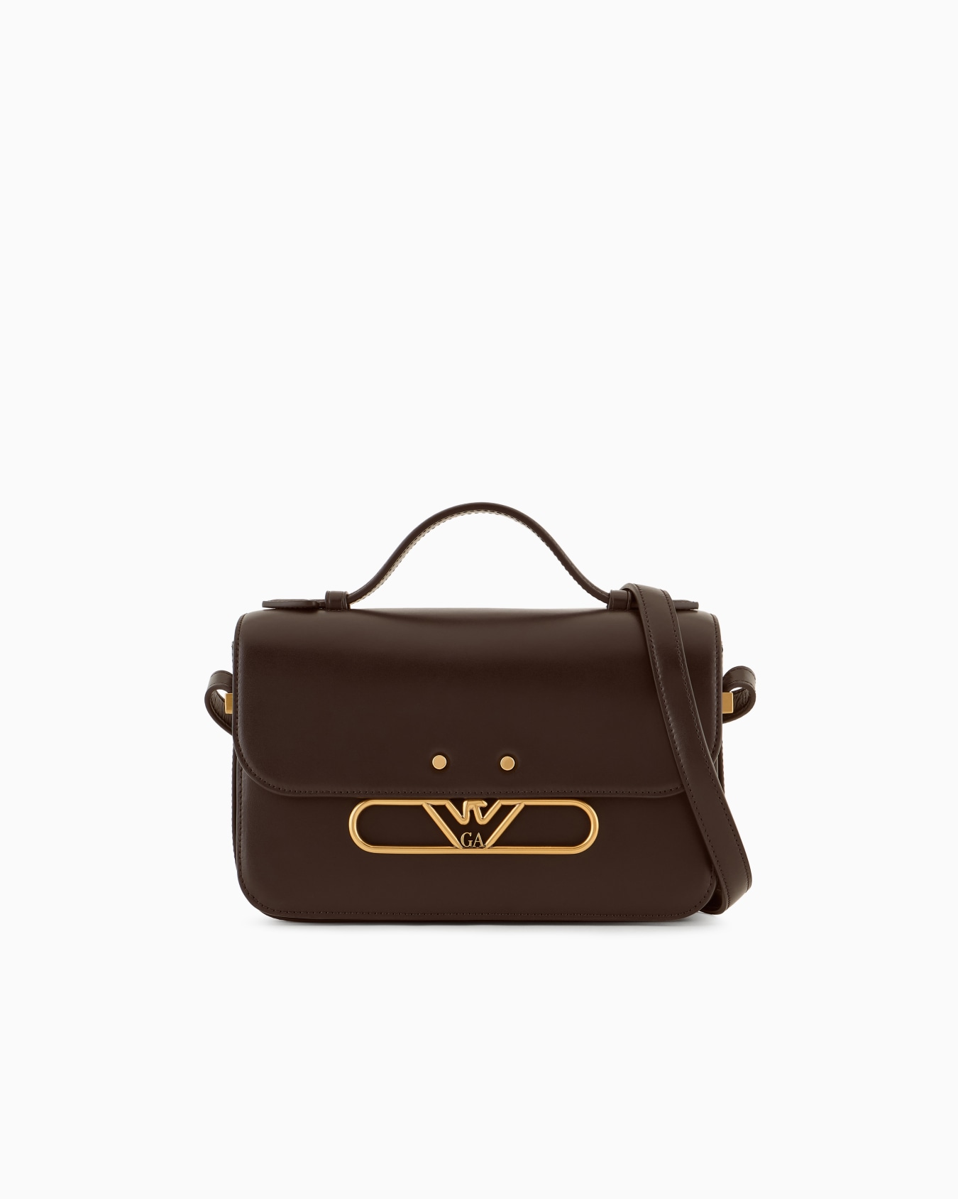 Smooth leather shoulder bag with metal eagle logo Slide 0