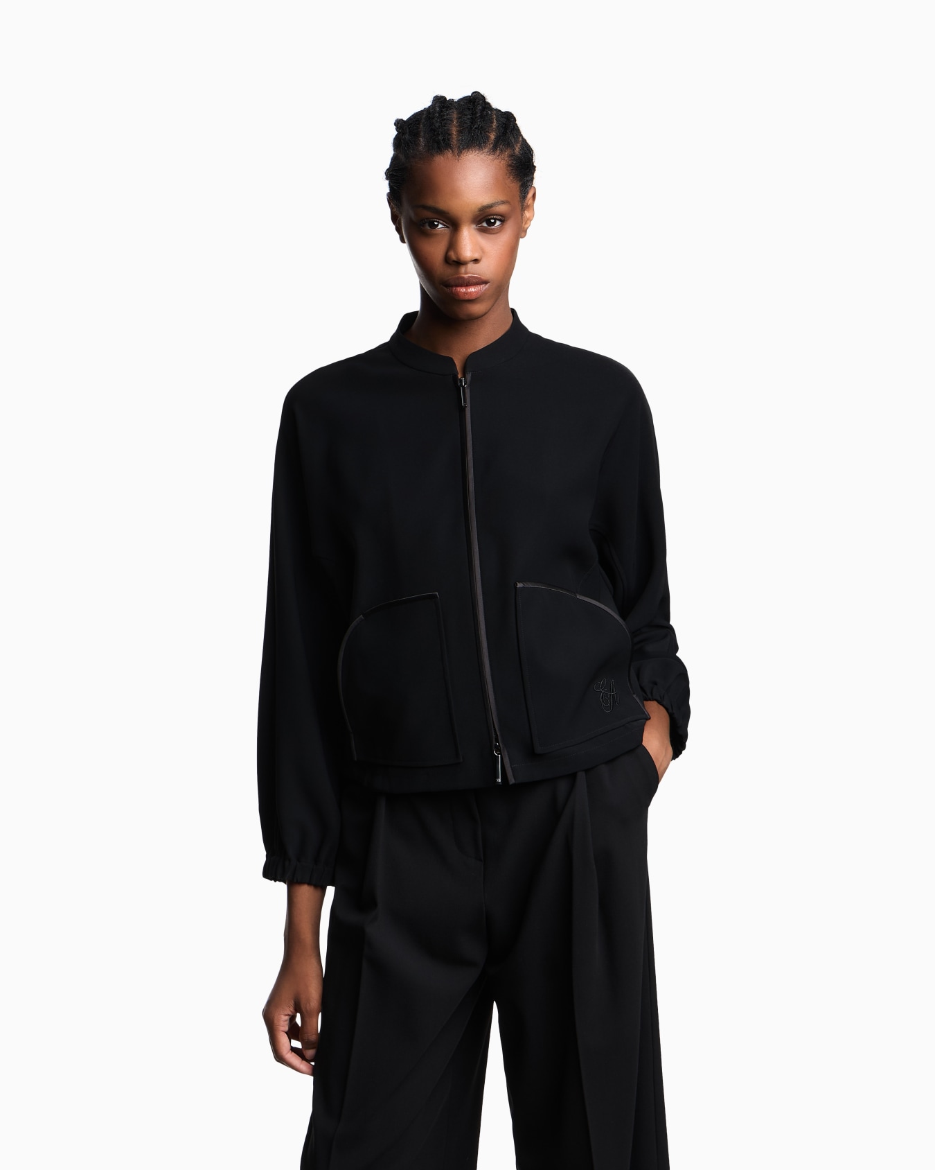 Technical cady blouson with logo embroidery Slide 3
