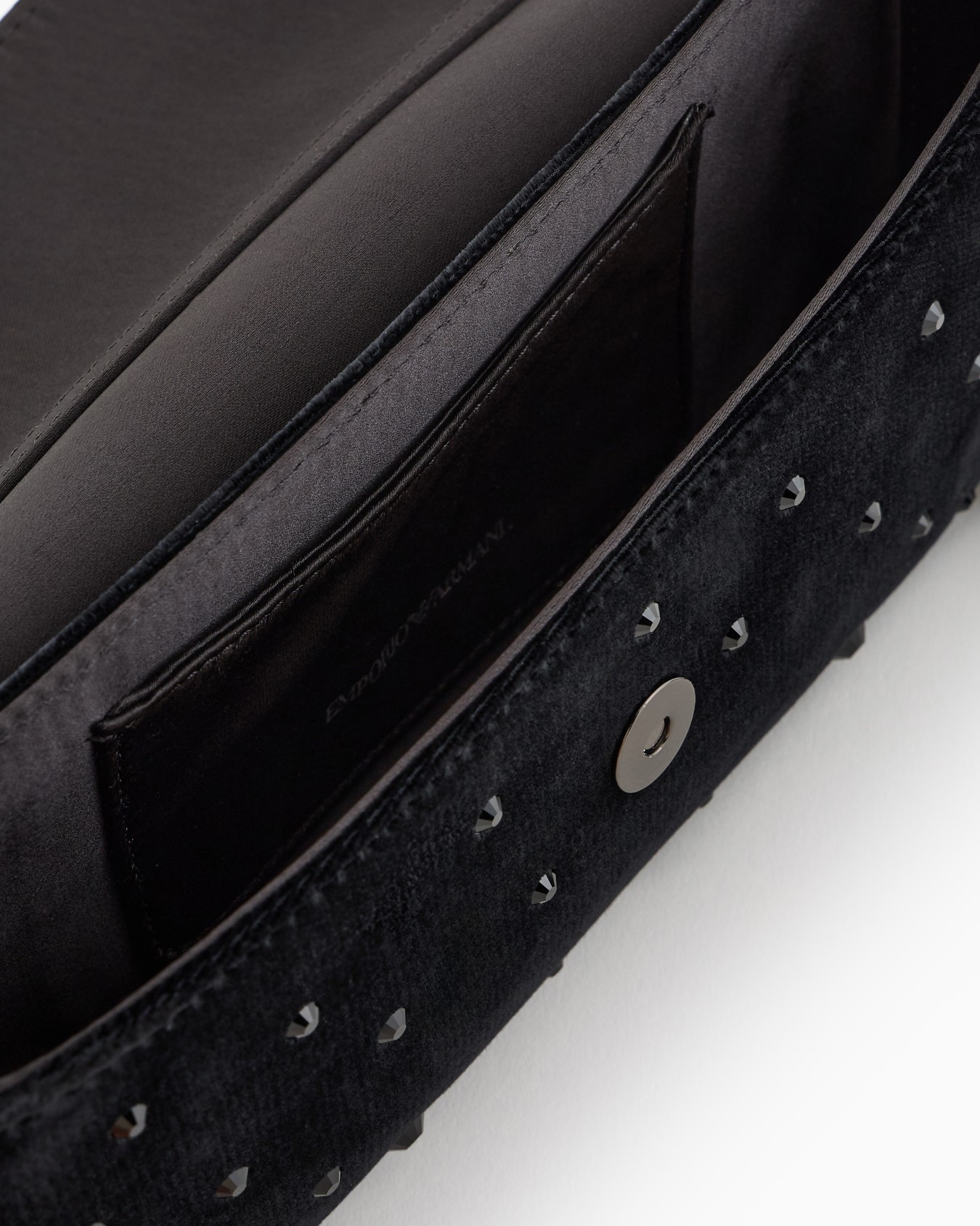 Sac mini à bandoulière en velours avec strass et logo aigle en métal Diapositive 3