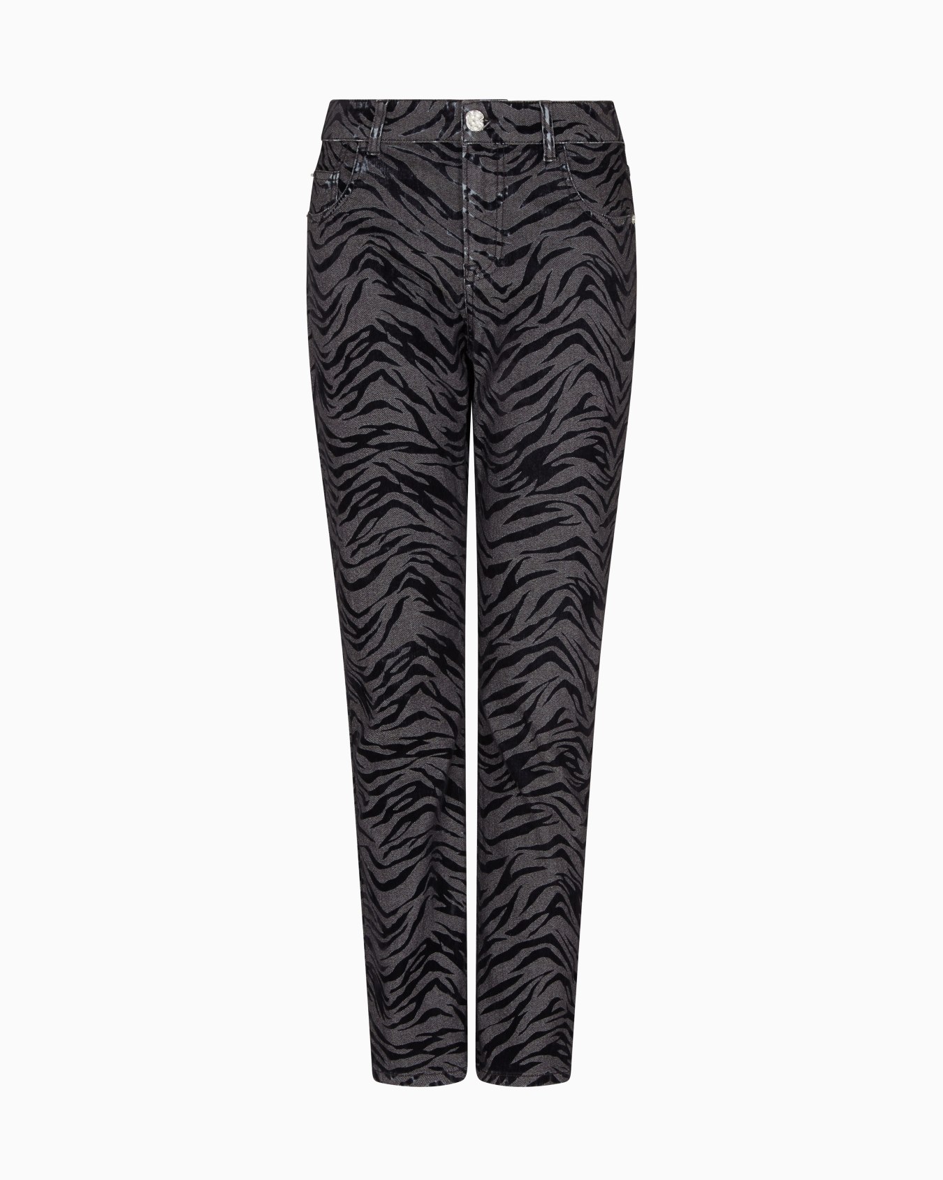 J36 Slim-fit jeans in garment-dyed drill with a flocked animal print Slide 0