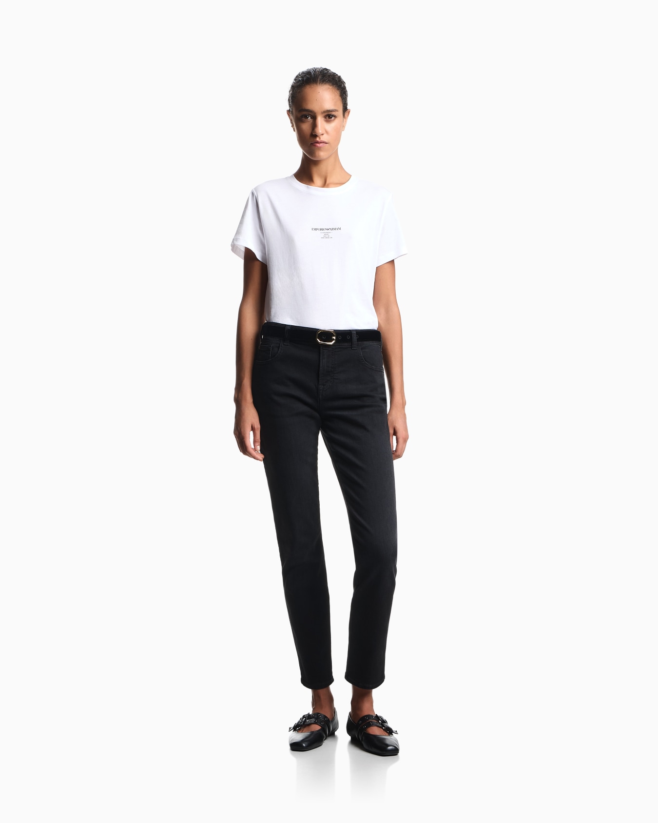 Jean J36 taille moyenne et jambe droite en denim effet usé Diapositive 1