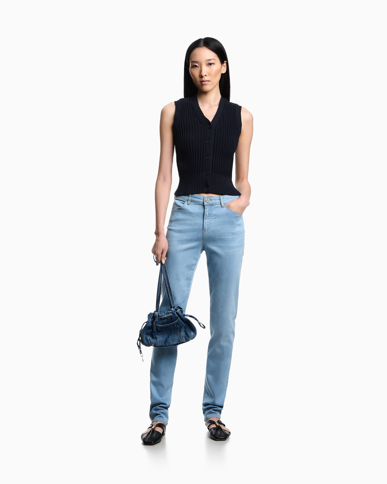 J18 mid-rise super-skinny leg jeans in stretch denim  Slide 1