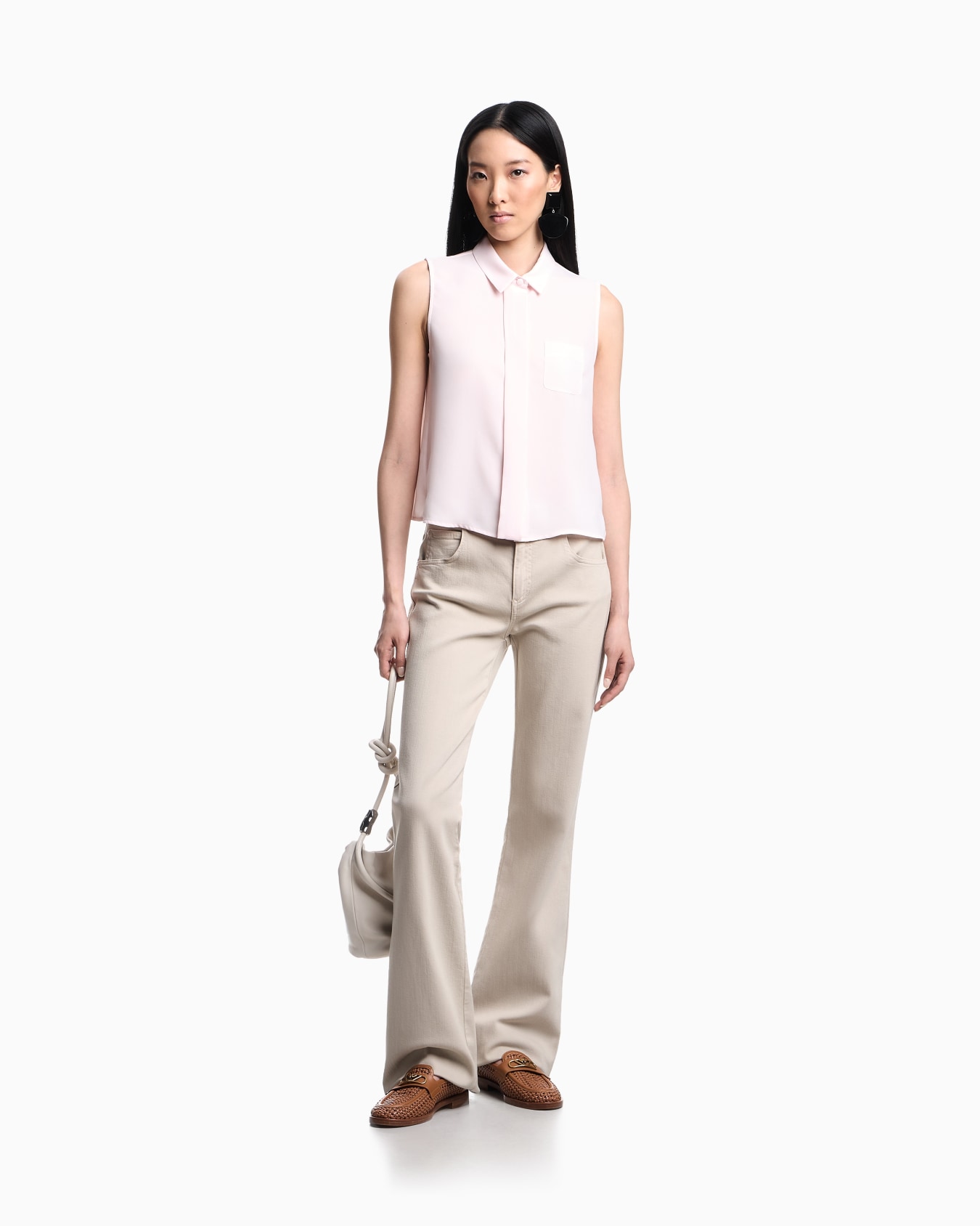 J9D mid-rise jeans with a flared hem in a garment-dyed viscose blend Slide 1