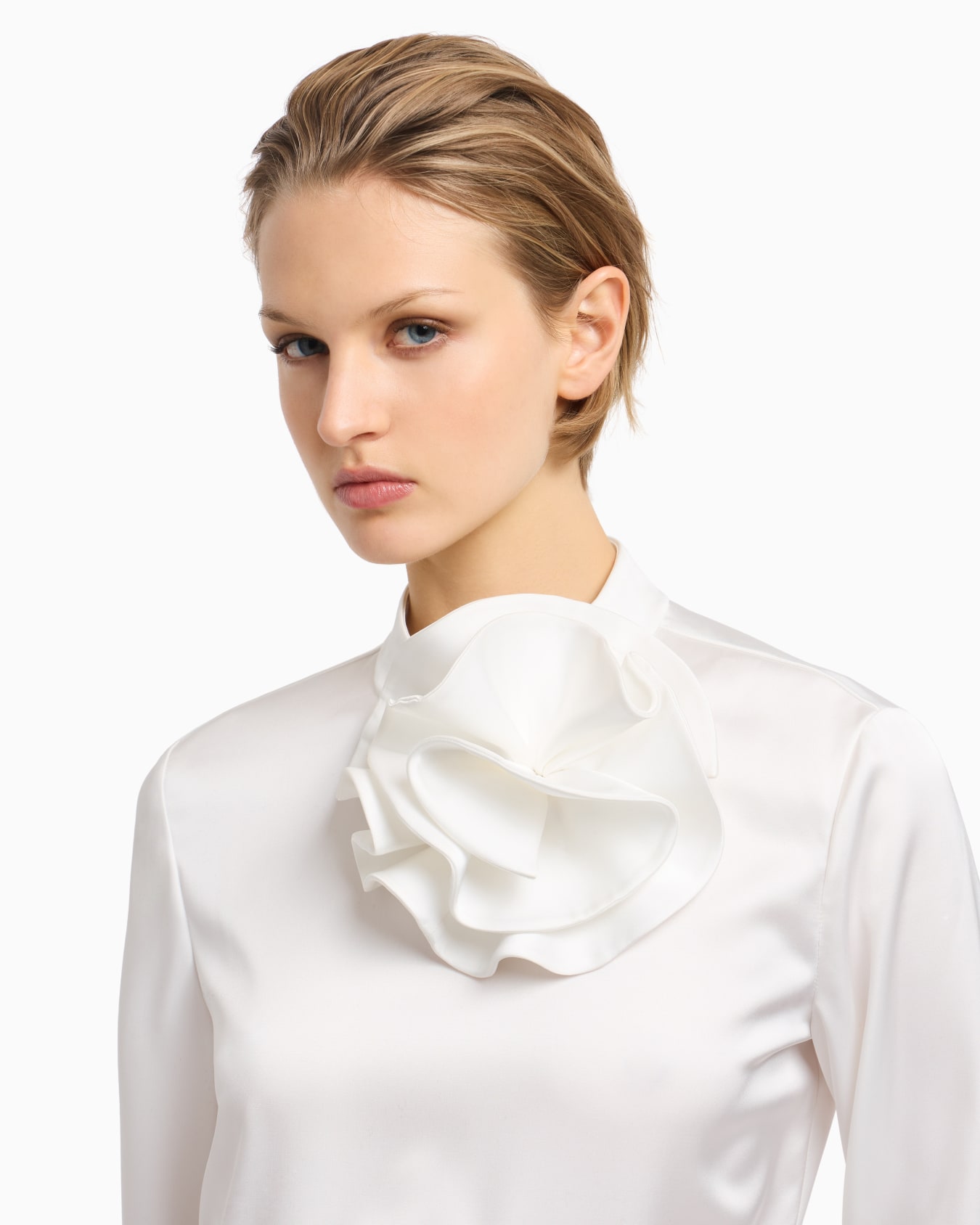 Blouse with satin flower detail Slide 4