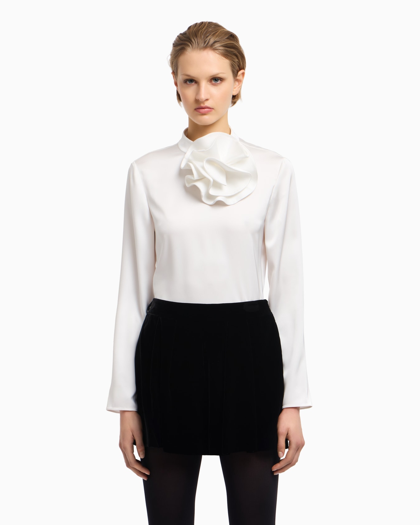 Blouse with satin flower detail Slide 3
