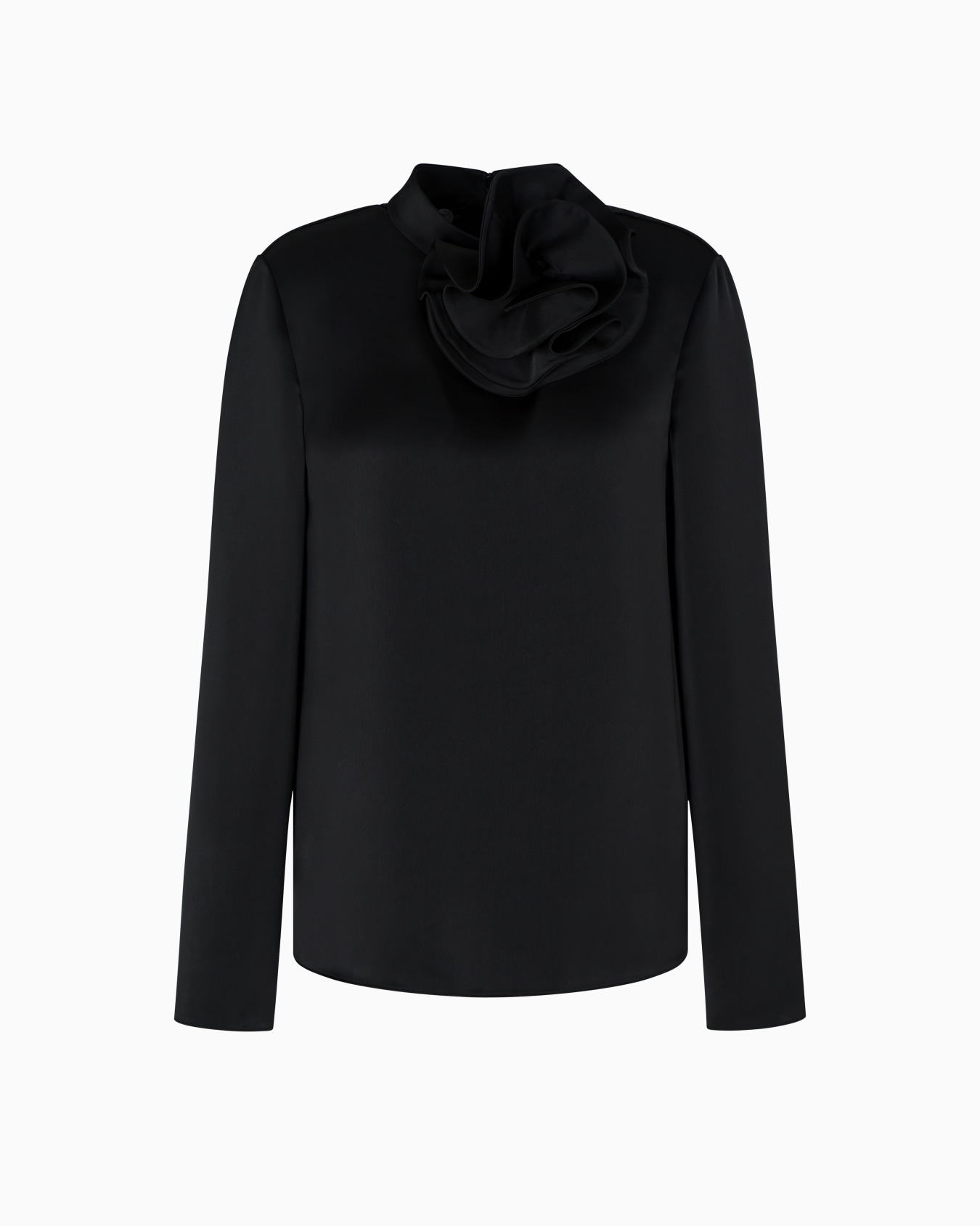 Blouse with satin flower detail Slide 0