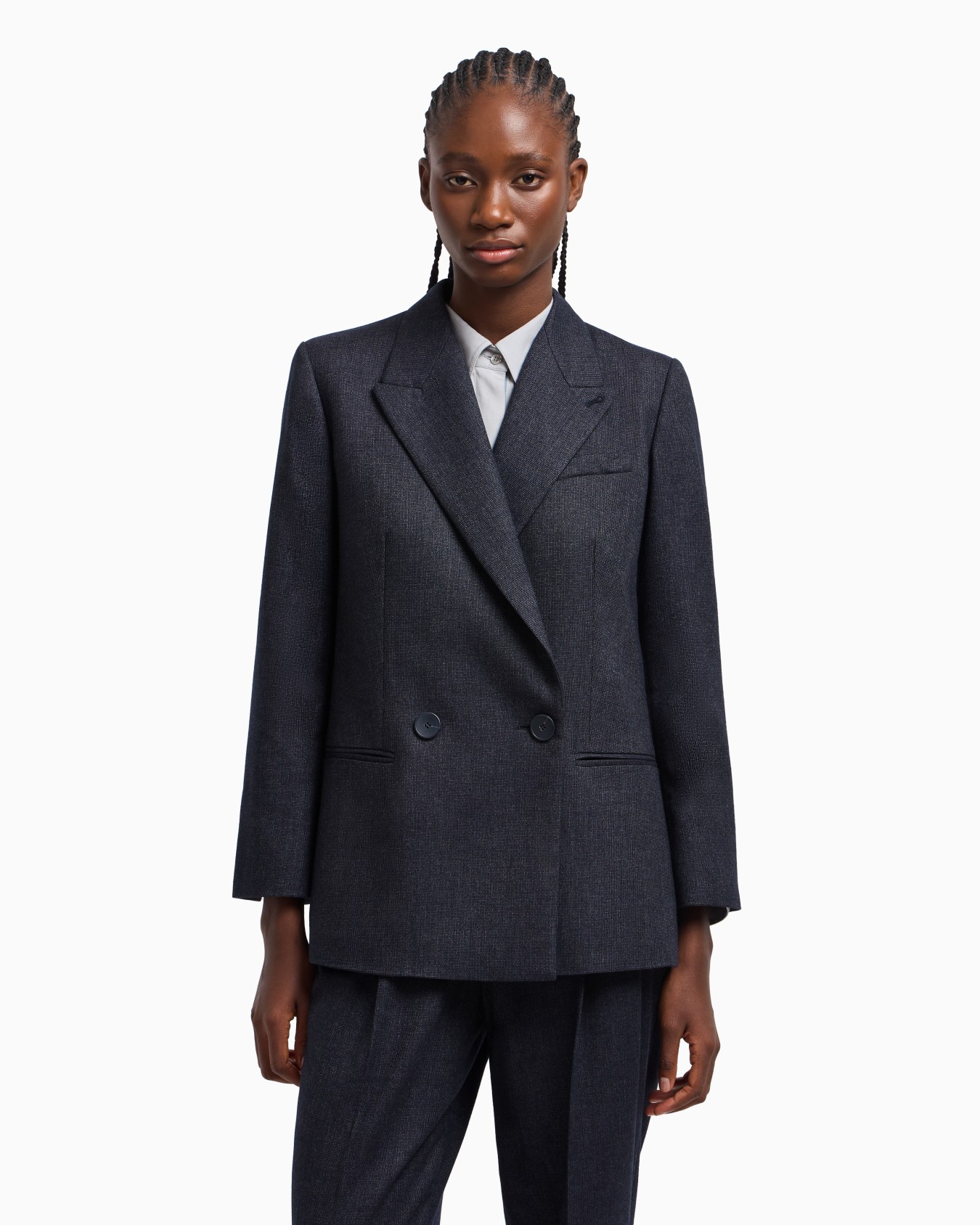 Double-breasted blazer in a mouliné wool blend Slide 4