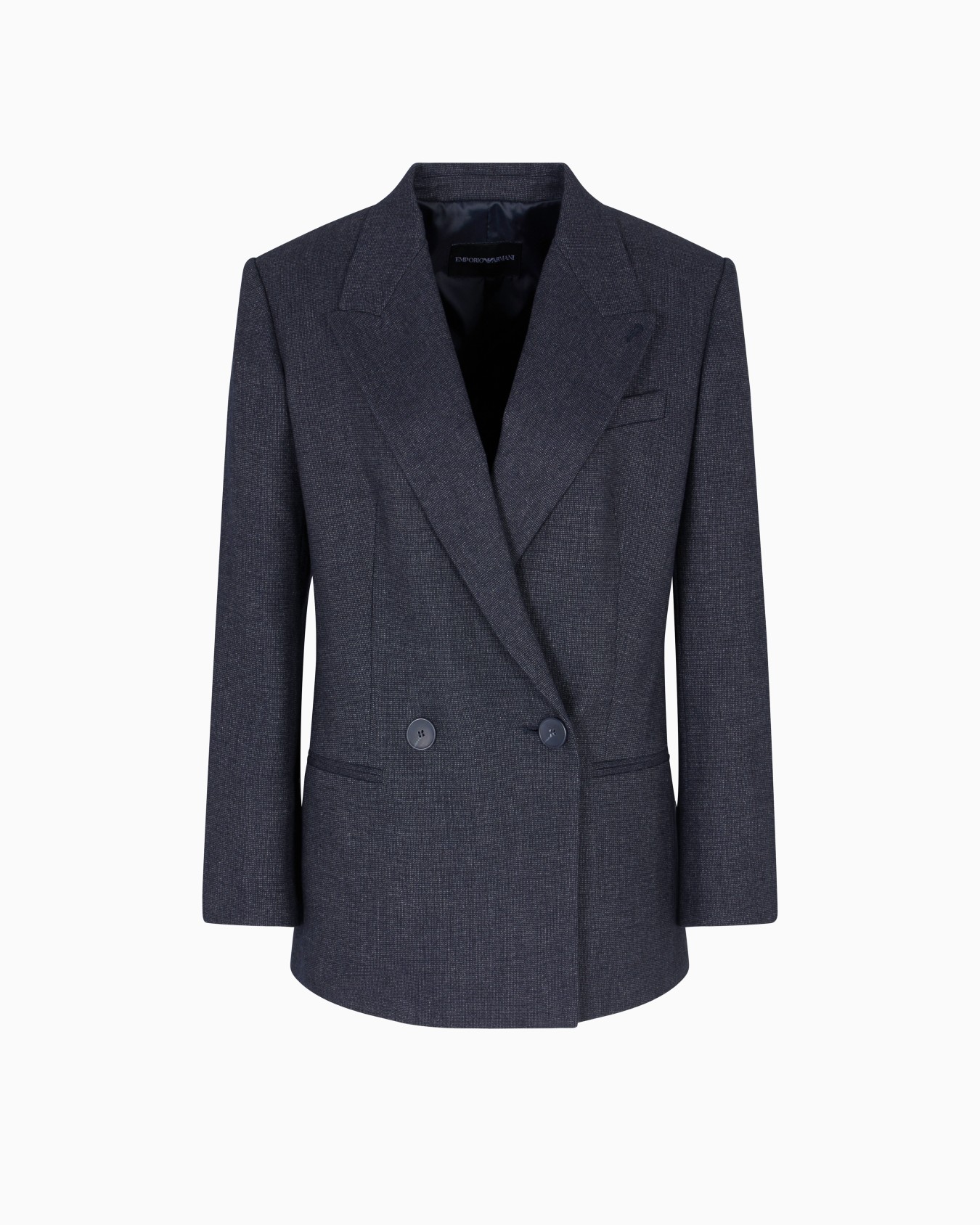 Double-breasted blazer in a mouliné wool blend Slide 0