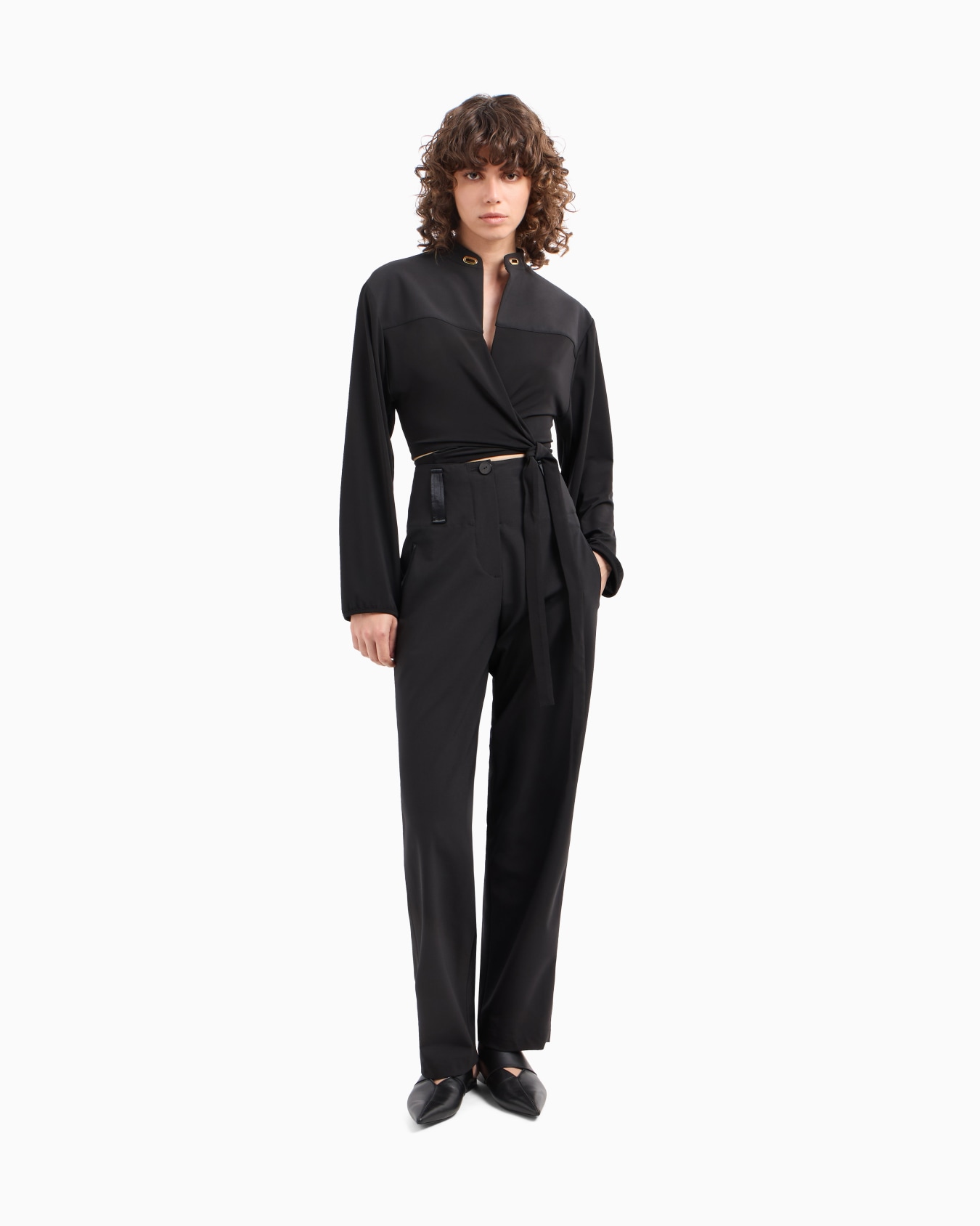 Pantalones de pernera ovalada en tela de lana elástica Dawn to Dusk Diapositiva 2