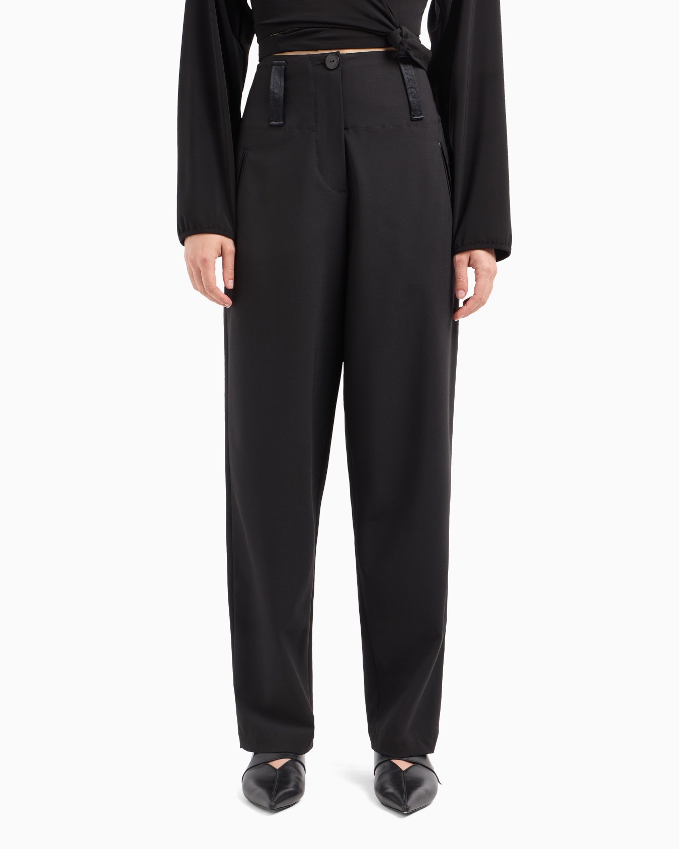 Pantalones de pernera ovalada en tela de lana elástica Dawn to Dusk Diapositiva 4