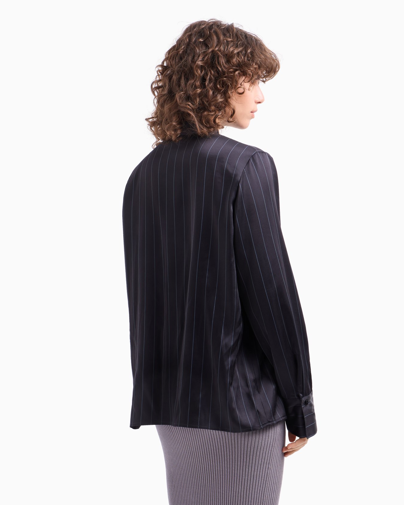 Camisa en mezcla de acetato a rayas Dawn to Dusk Diapositiva 3