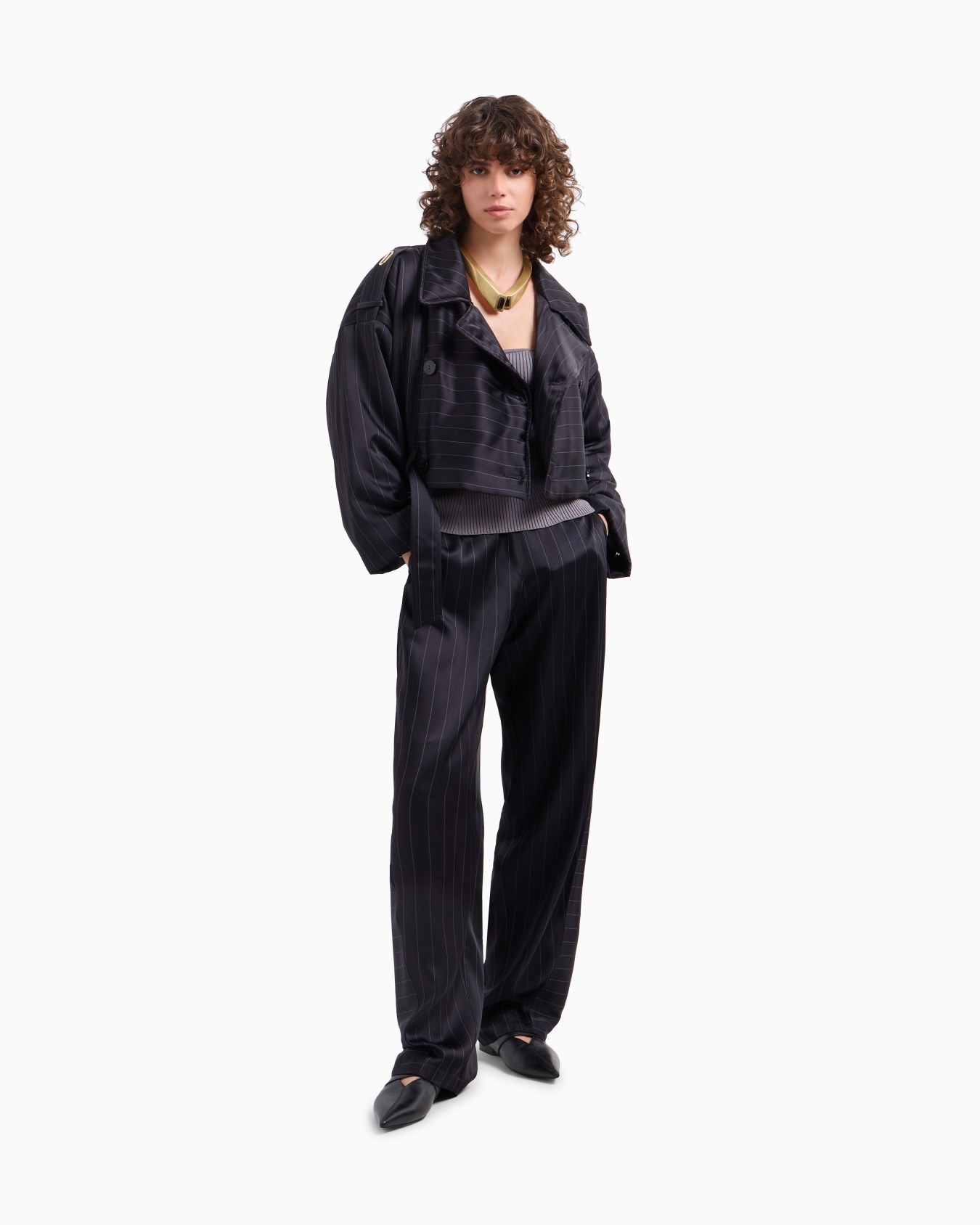 Pantalones en mezcla de acetato a rayas Dawn to Dusk Diapositiva 2