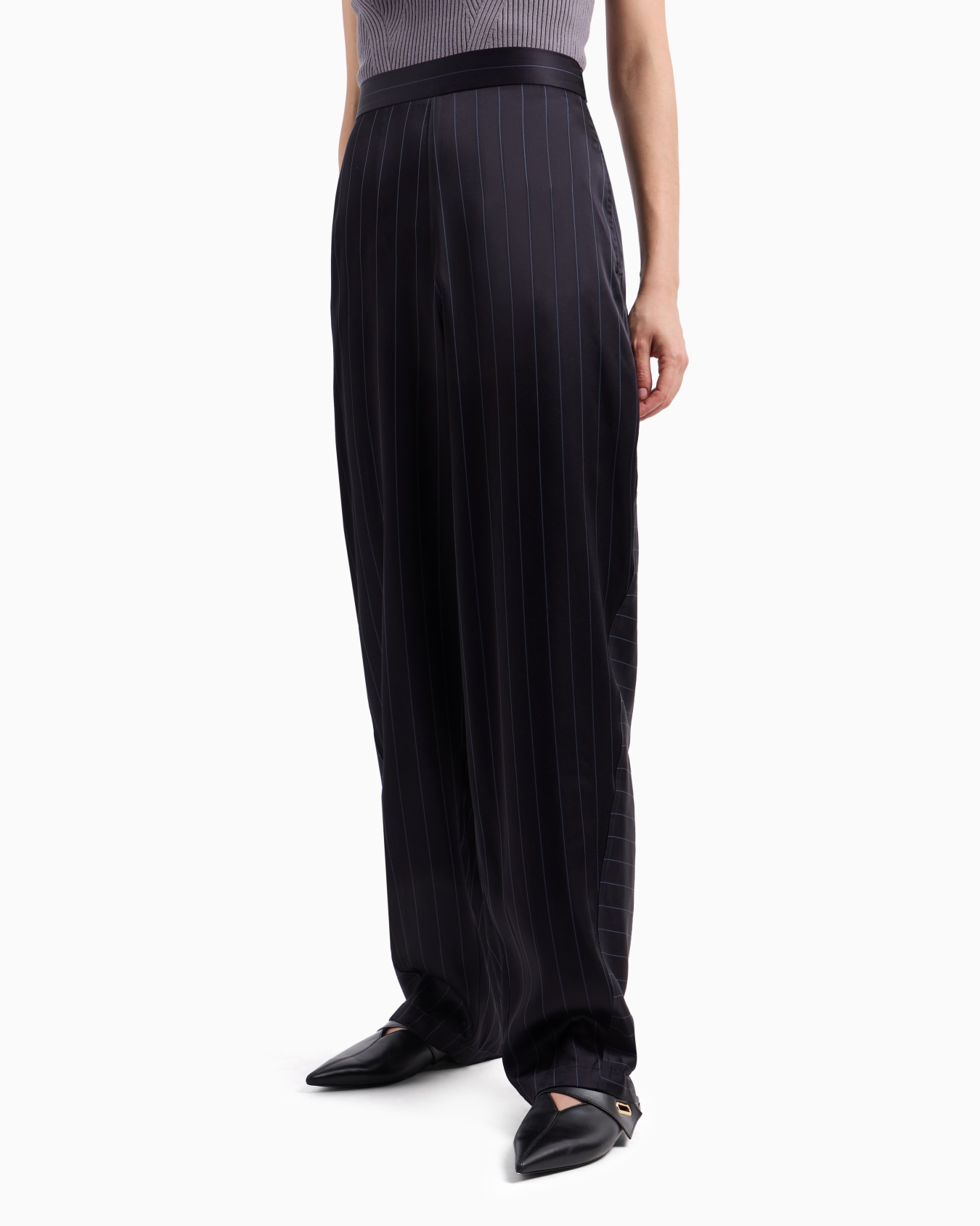 Pantalones en mezcla de acetato a rayas Dawn to Dusk Diapositiva 4