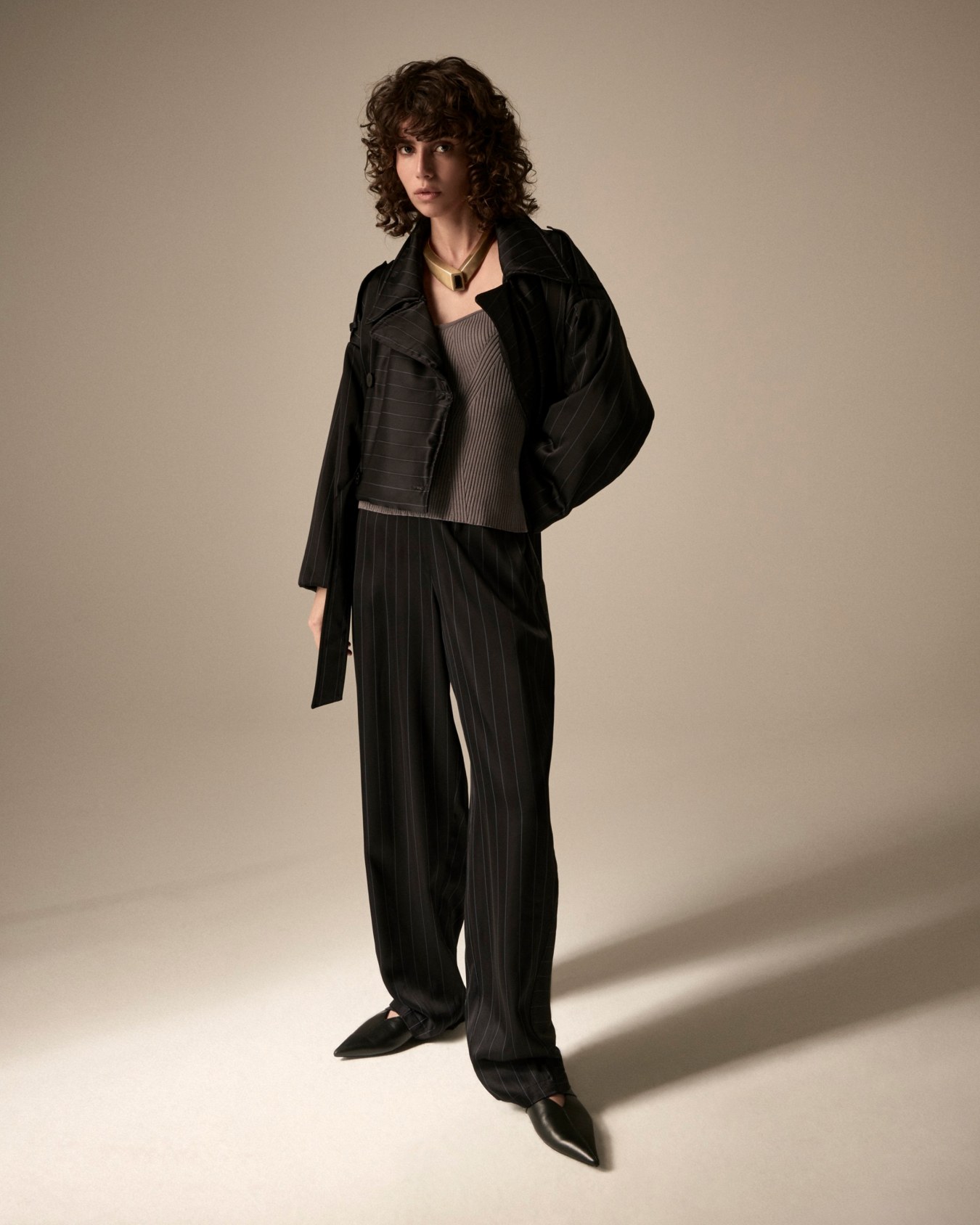 Pantalones en mezcla de acetato a rayas Dawn to Dusk Diapositiva 6