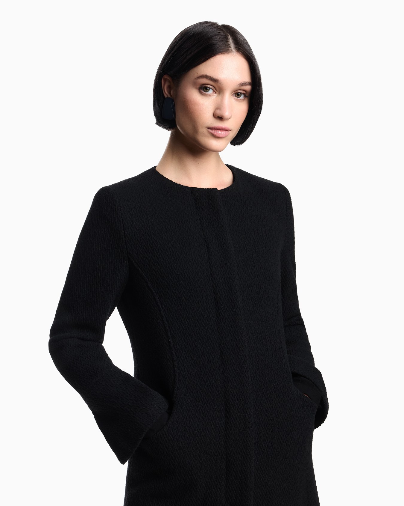 Herringbone wool-blend coat Slide 3