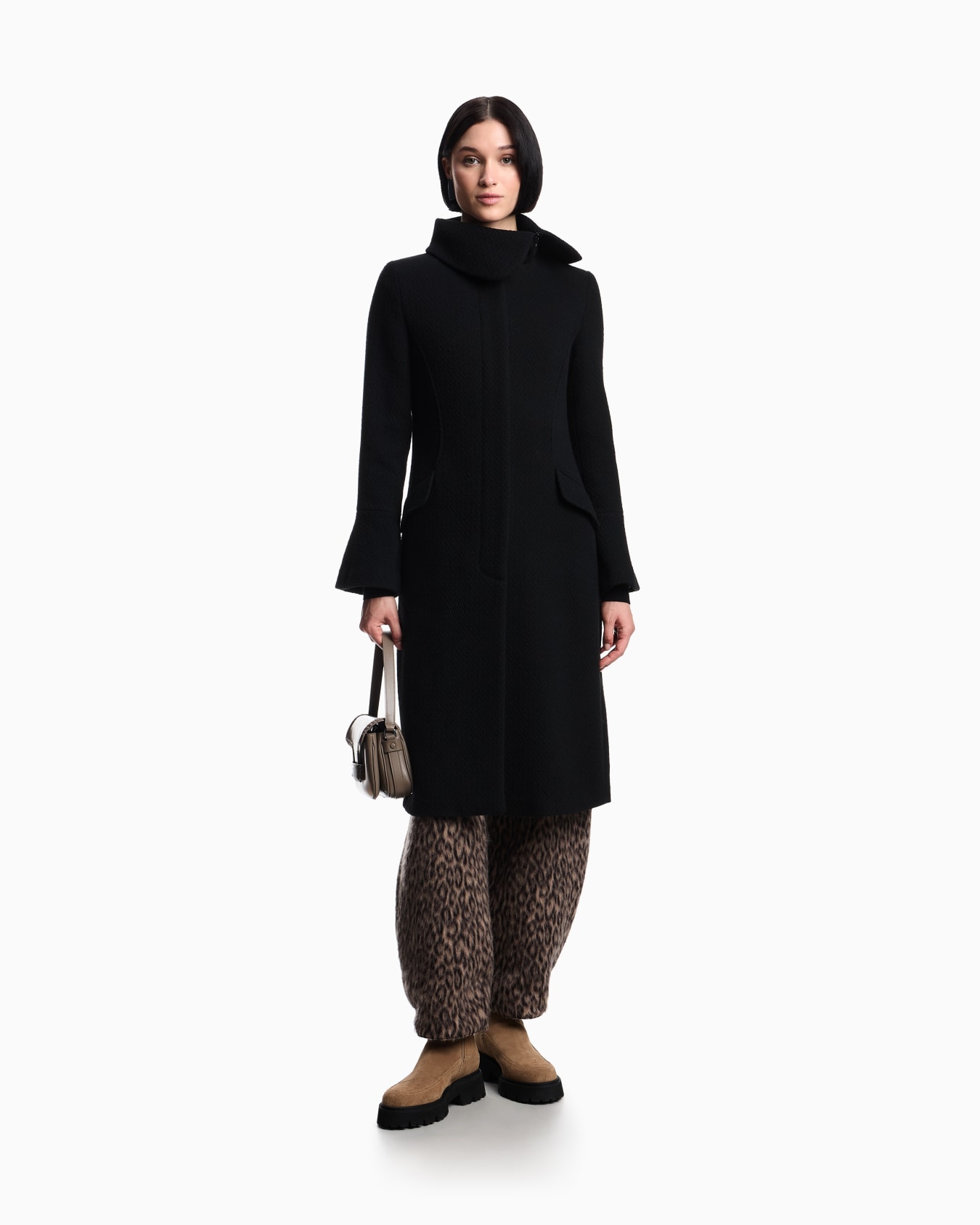 Herringbone wool-blend coat Slide 1
