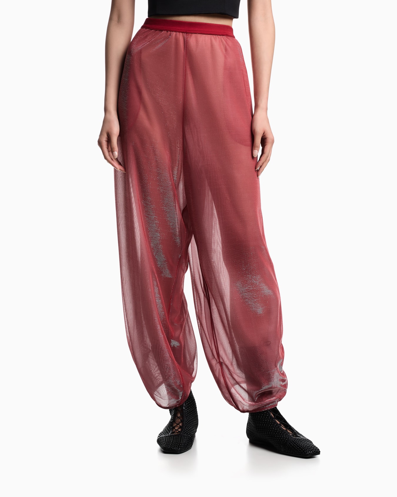 Wide trousers in iridescent knit mesh Slide 3