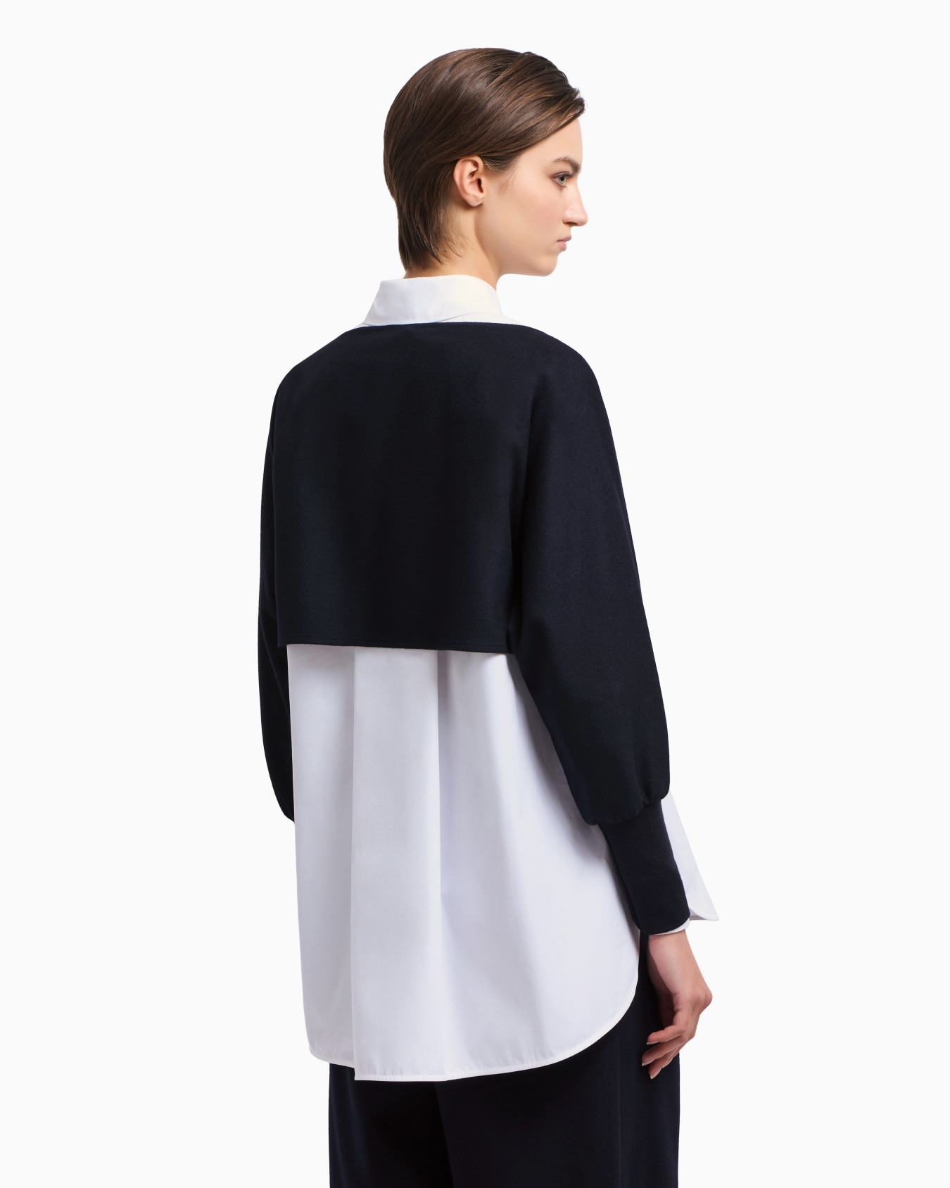 Winter Urbanism capsule collection crop top in lightweight cloth made of a virgin wool blend Slide 2