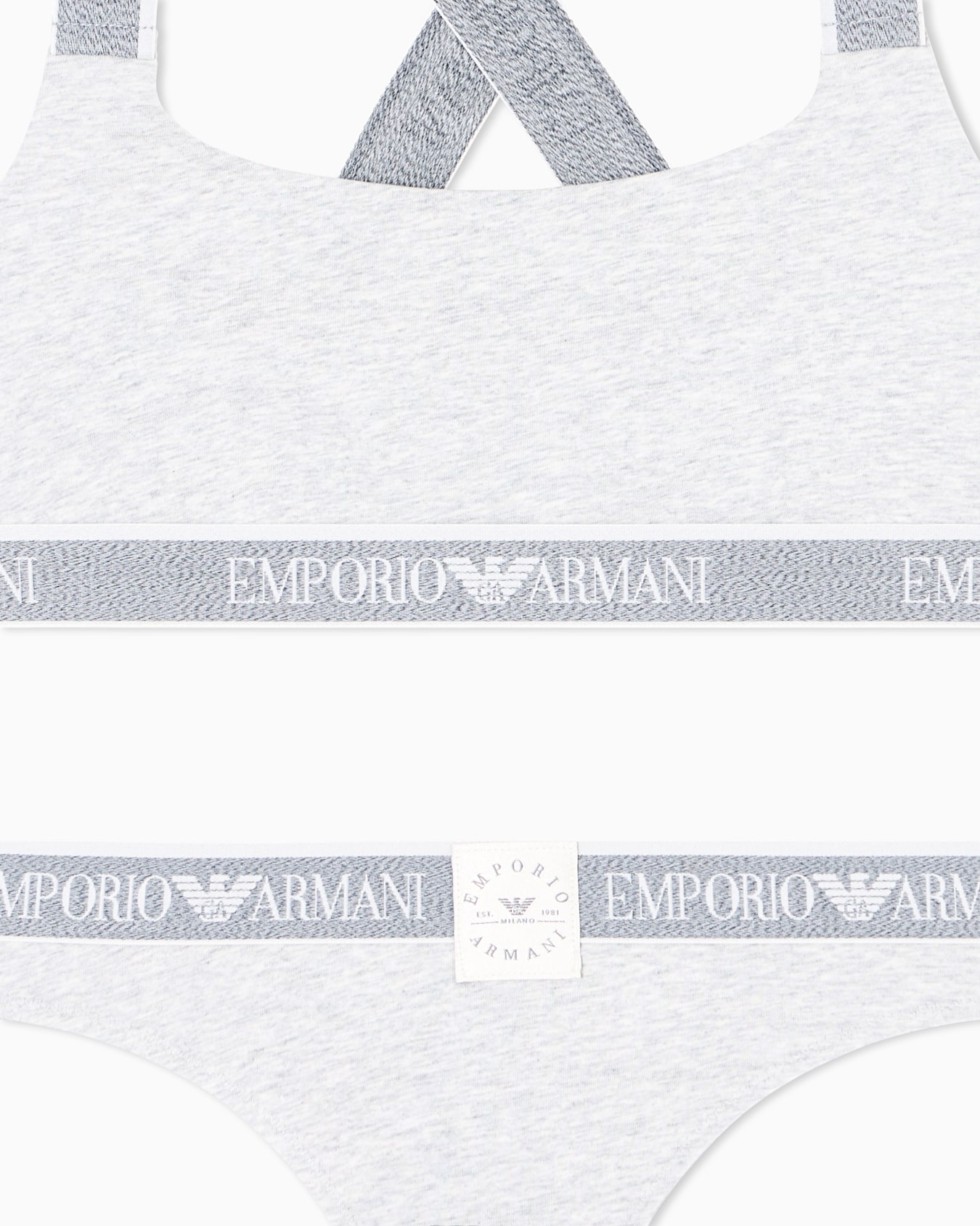 ASV Iconic organic-cotton bralette and Brazilian briefs set with logo band Slide 1